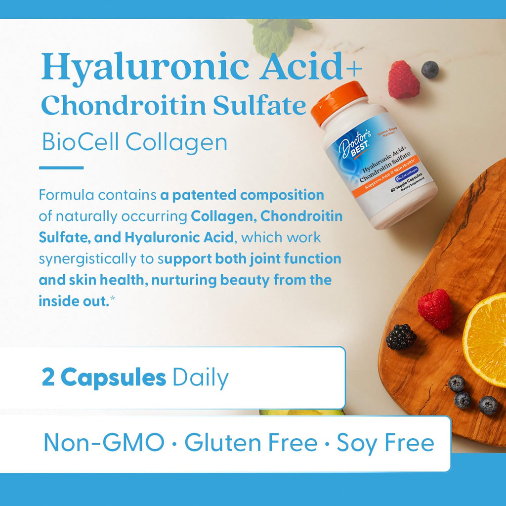 Doctor's Best Hyaluronic Acid + Chondroitin Sulfate | Joint & Skin Health