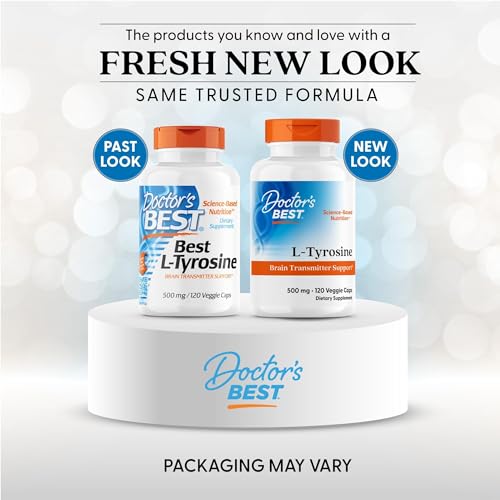 Doctors Best L-Tyrosine 500 mg – Brain Transmitter Support | Non-GMO & Gluten Free | 120 Veggie Caps