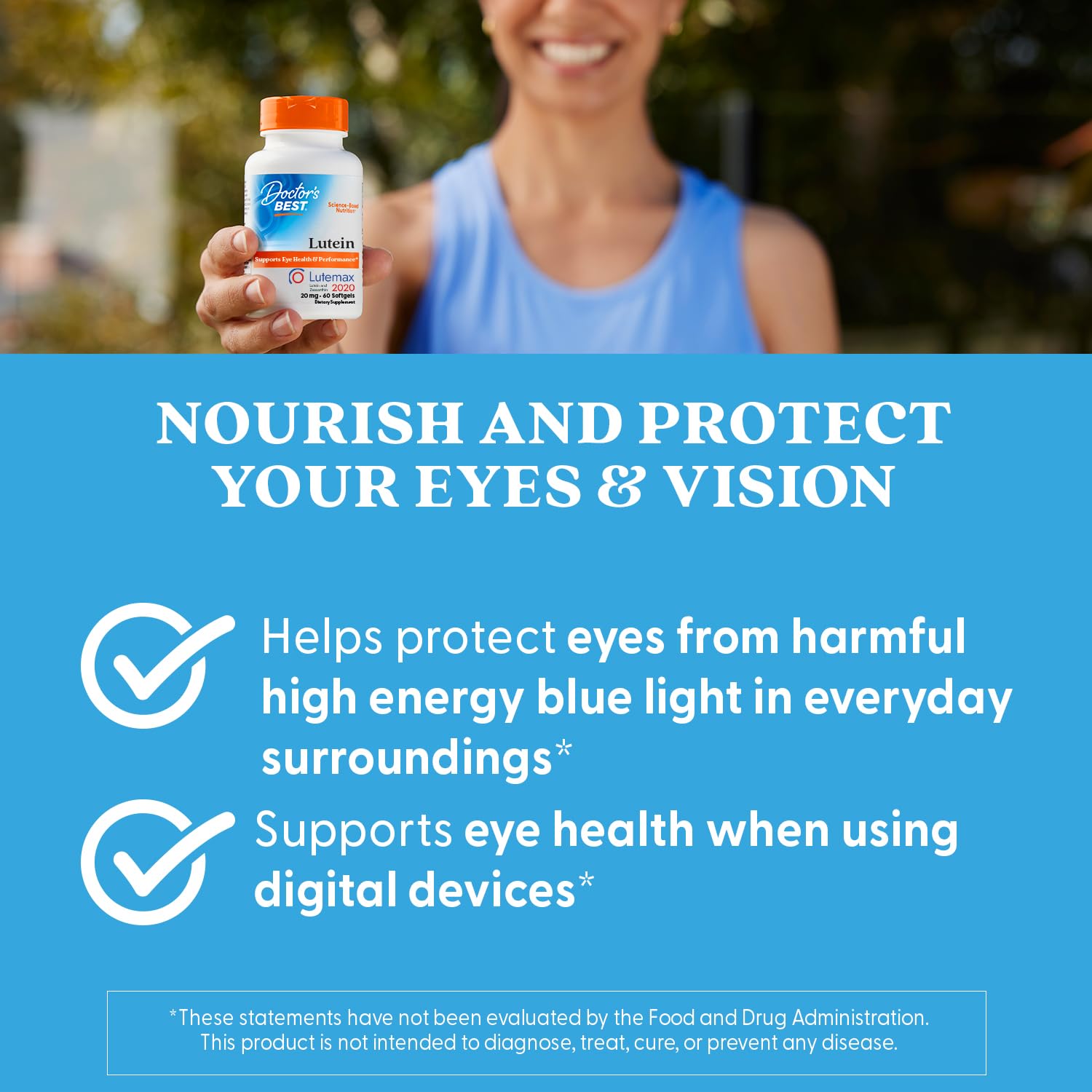 Doctors Best Lutein with Lutemax 20 mg - Supports Eye Health & Performance, Non-GMO, Gluten Free | 60 Softgels