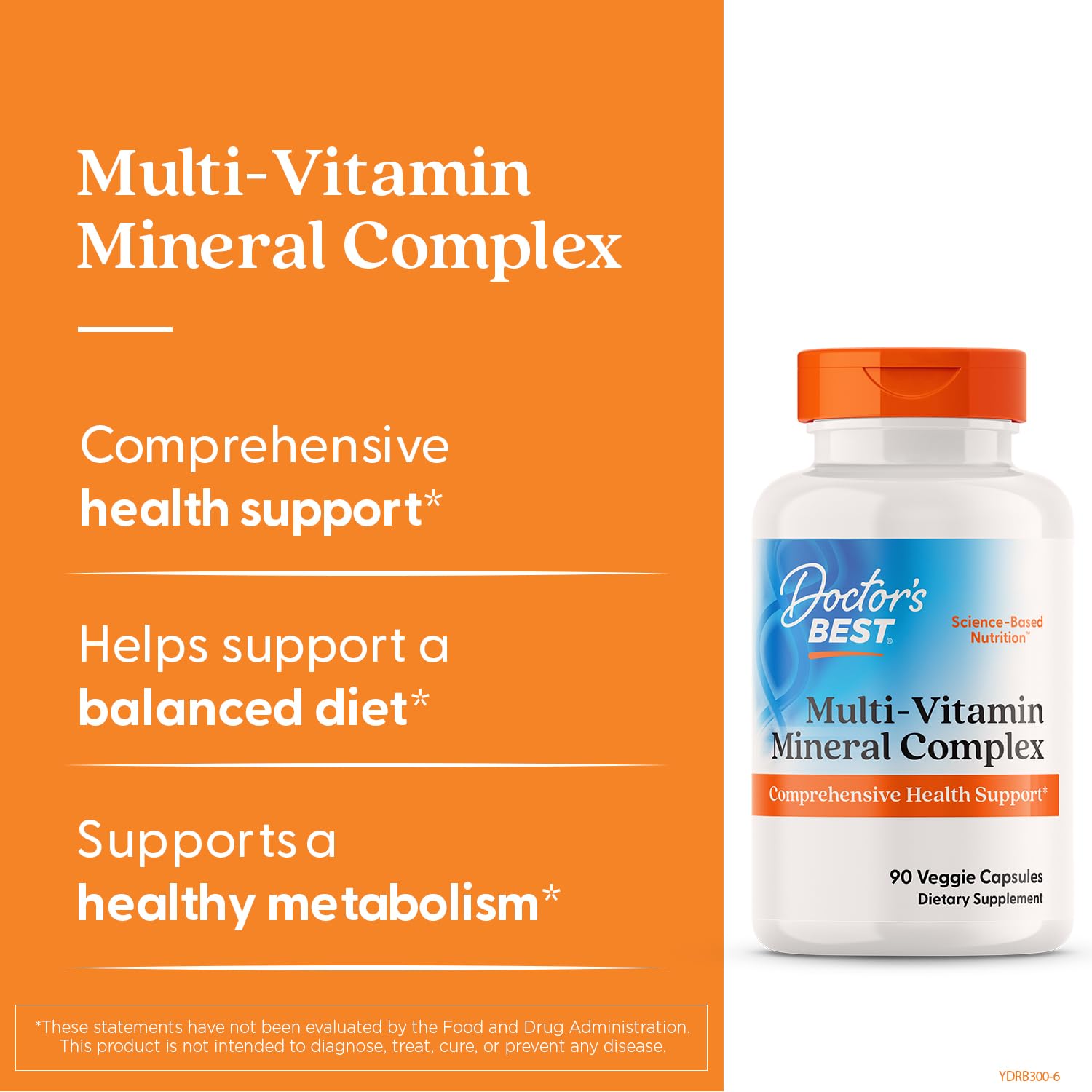 Doctor's Best Multi-Vitamin Mineral Complex – Non-GMO, Gluten-Free, Vegan (90 Veggie Capsules)