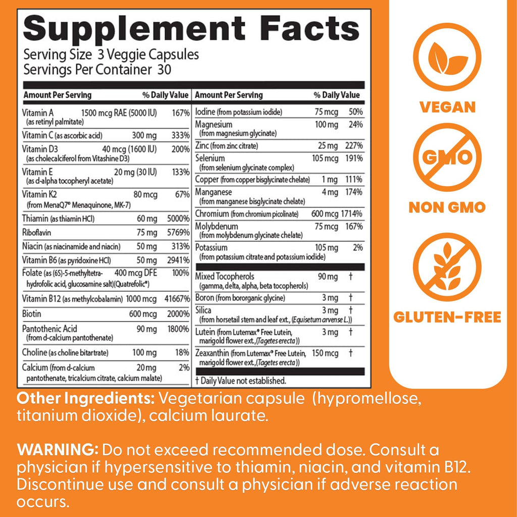 Doctor's Best Multi-Vitamin Mineral Complex – Non-GMO, Gluten-Free, Vegan (90 Veggie Capsules)