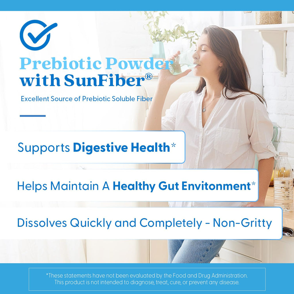 Doctor's Best Prebiotic Fiber Powder with Sunfiber – 7.4 oz, Gluten Free, Non-GMO, Vegan, Easy Dissolve