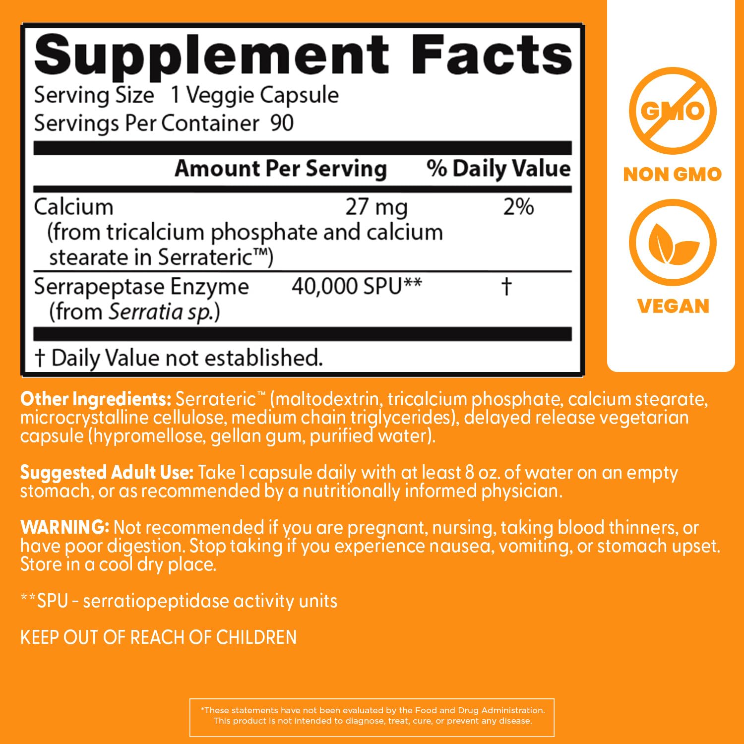 Doctor's BEST Serrapeptase 40,000 SPU – Supports Sinus Health, Vegan & Non-GMO, 90 Veggie Caps