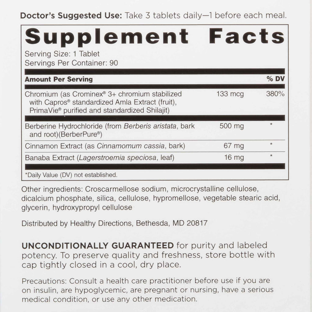 DOCTORS' PREFERRED GlucoGold with Berberine, Cinnamon, Chromium & Banaba Leaf – 90 Tablets