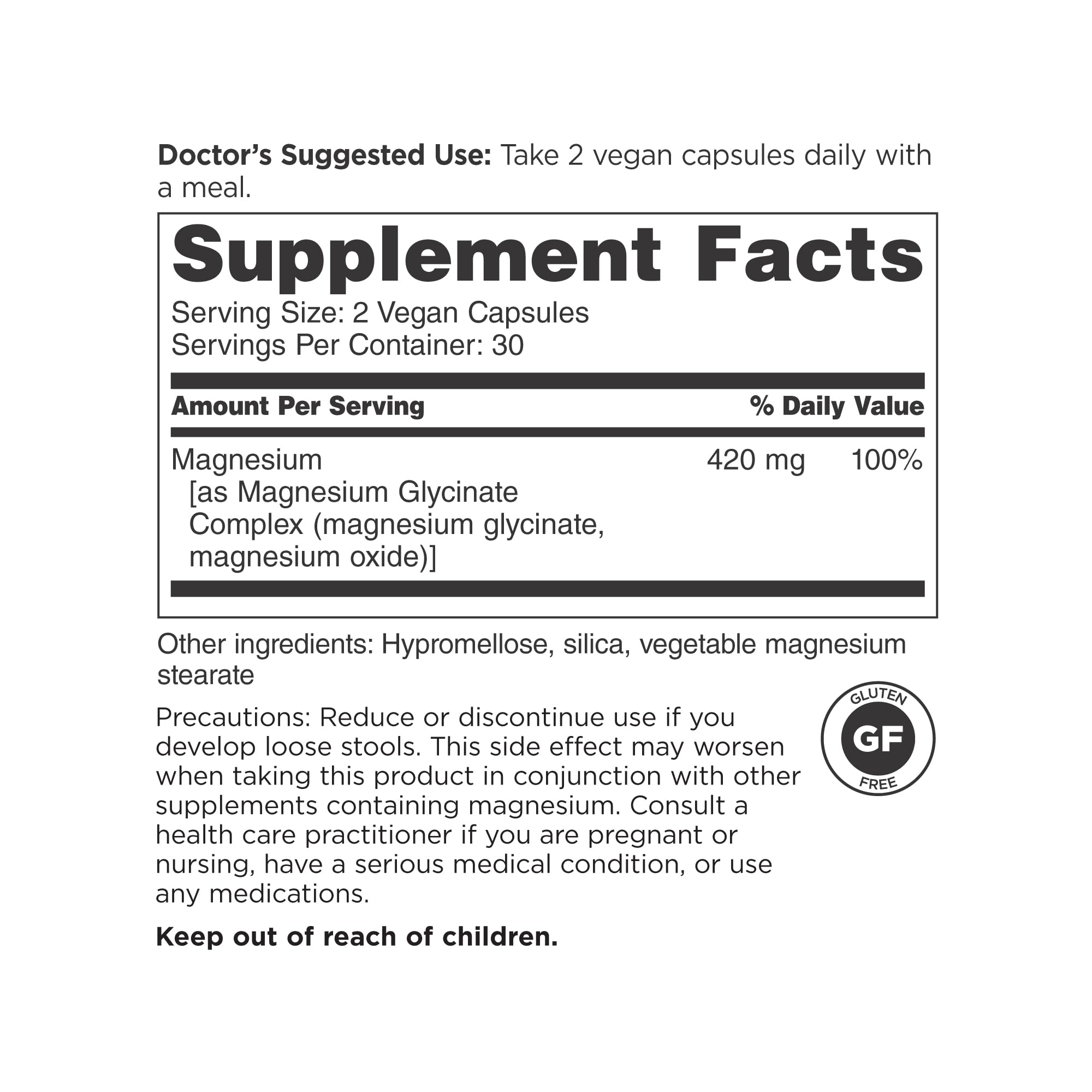 DOCTORS' PREFERRED Magnesium Glycinate Complex – 420 mg per Serving | Heart Health & Mood Support