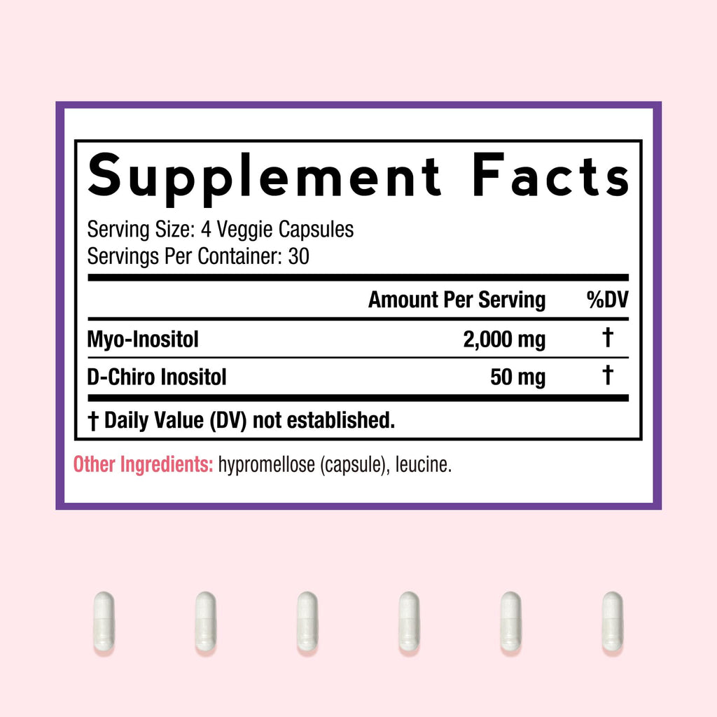 Doctor's Recipes Inositol Supplement – 40:1 Myo-Inositol & D-Chiro Inositol, 2,050 mg per serving, Hormone Balance & Fertility Support, 120 Vegan Caps