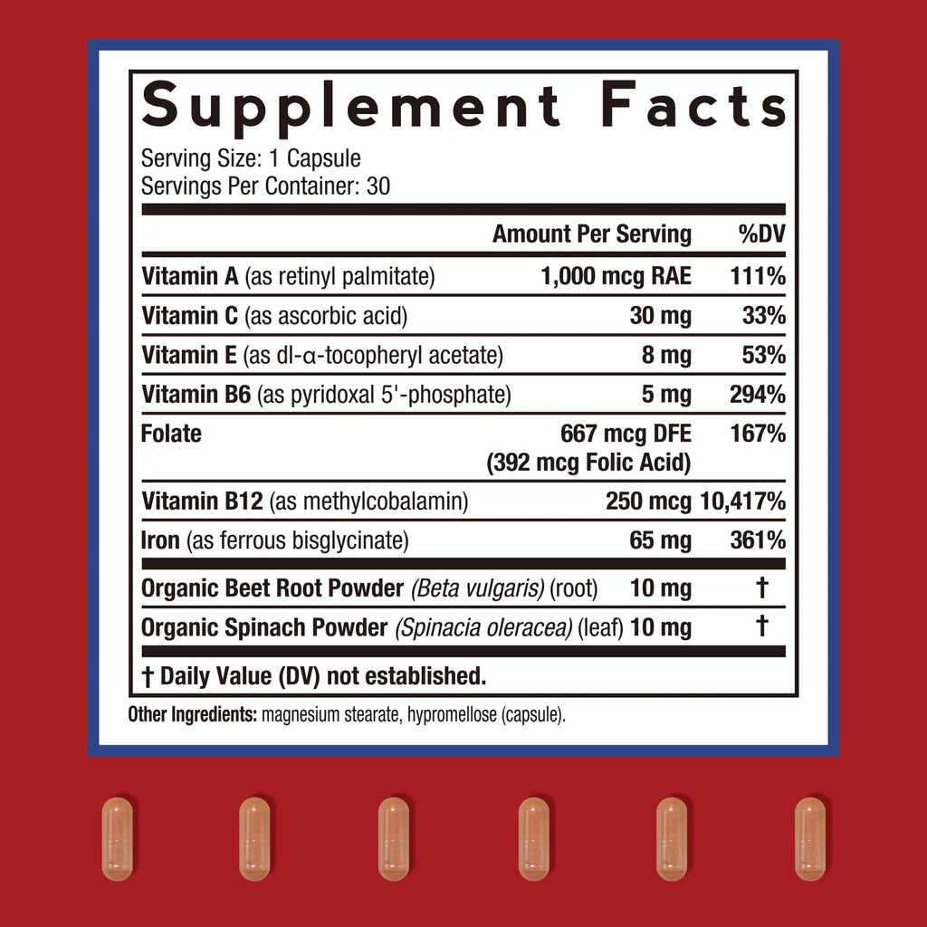 Doctor's Recipes Iron Supplement for Women – 65 mg Iron Bisglycinate, Vegan