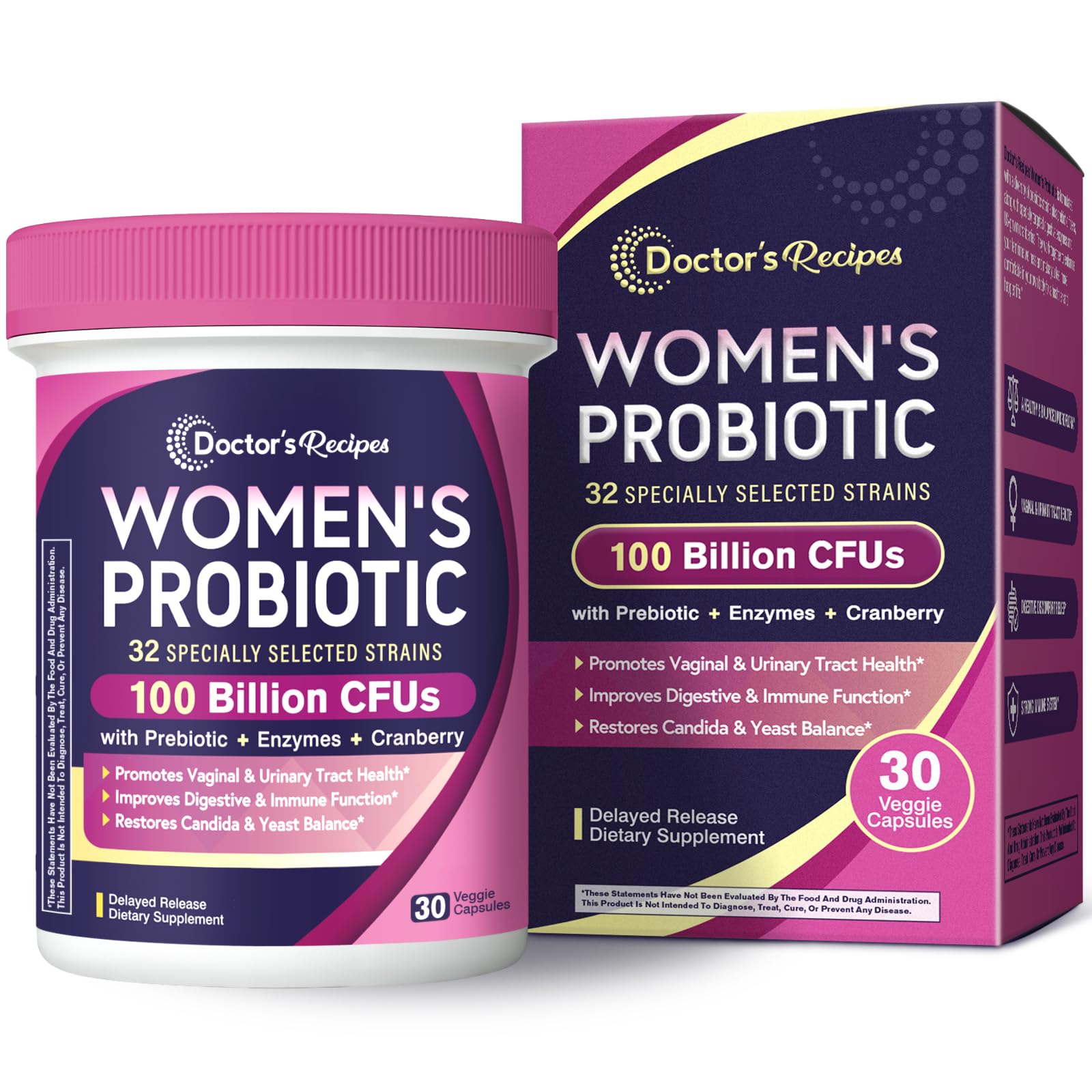 Doctor's Recipes Probiotics for Women - 100B CFU, 32 Strains - 30 Caps