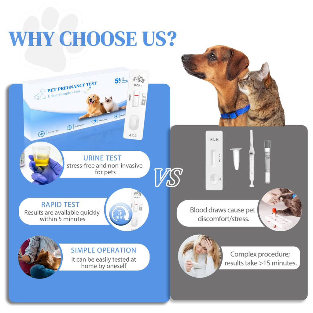 2 Pack Dog and Cat Pregnancy Test Kit – Home Urine Test, 5-Minute Results, Up to 99% Accuracy