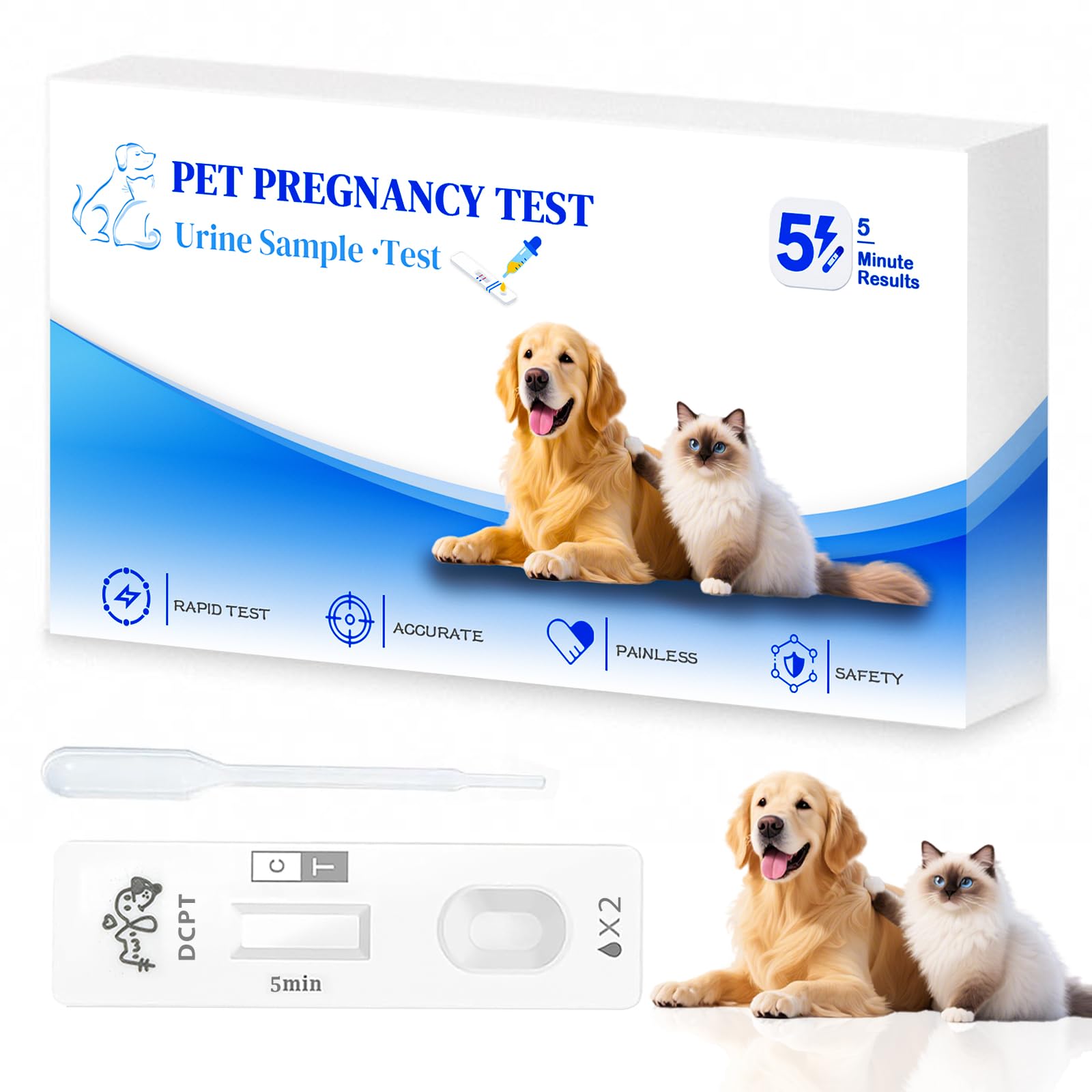Dog & Cat Pregnancy Test Kit – At-Home Urine Test, 98.9% Accuracy, 5-Minute Results
