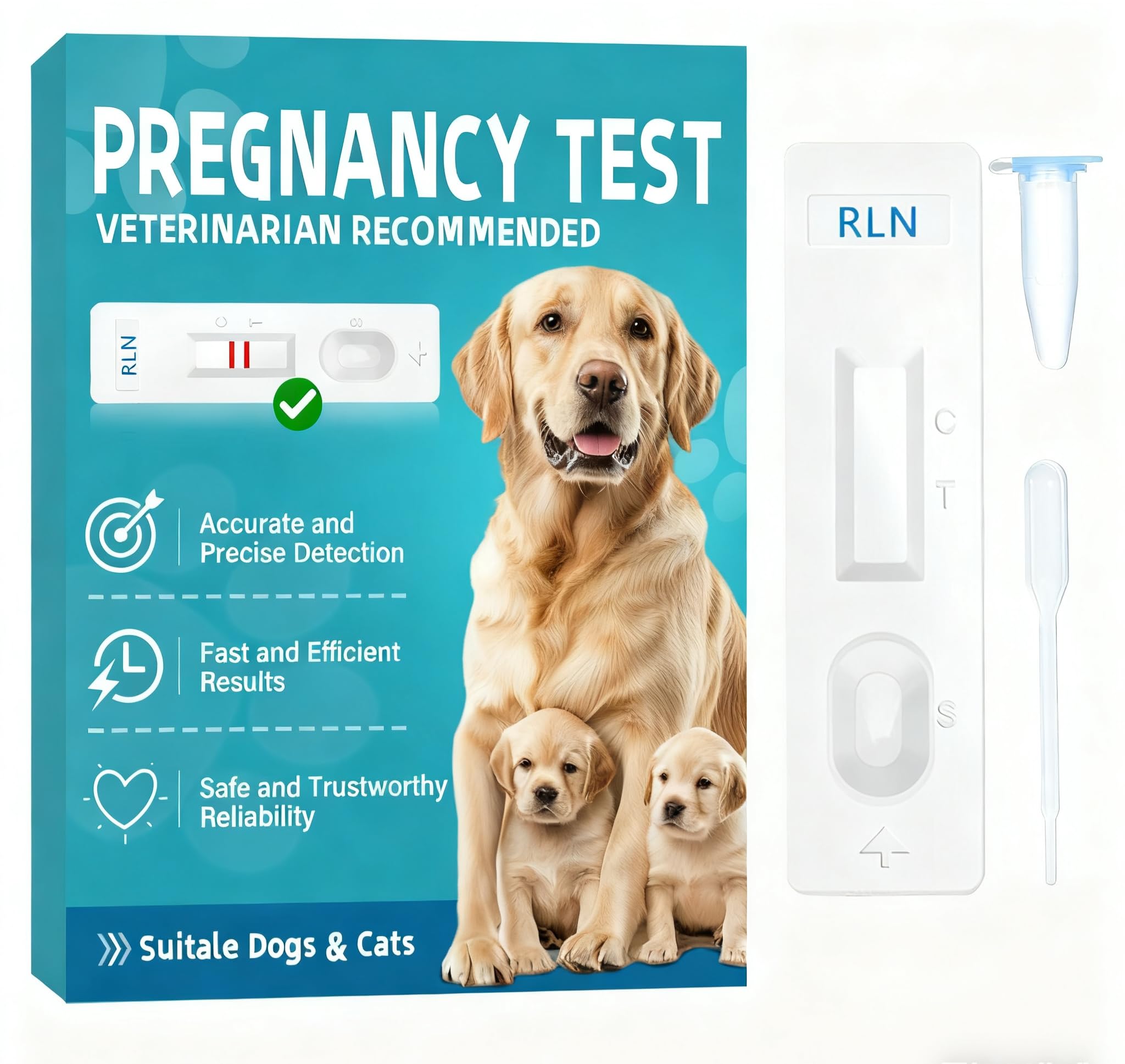 at-Home Dog Pregnancy Test Kit | 15-Minute Accurate Results | Easy Pregnancy Test Strips for Dogs & Cats | Safe Early Detection
