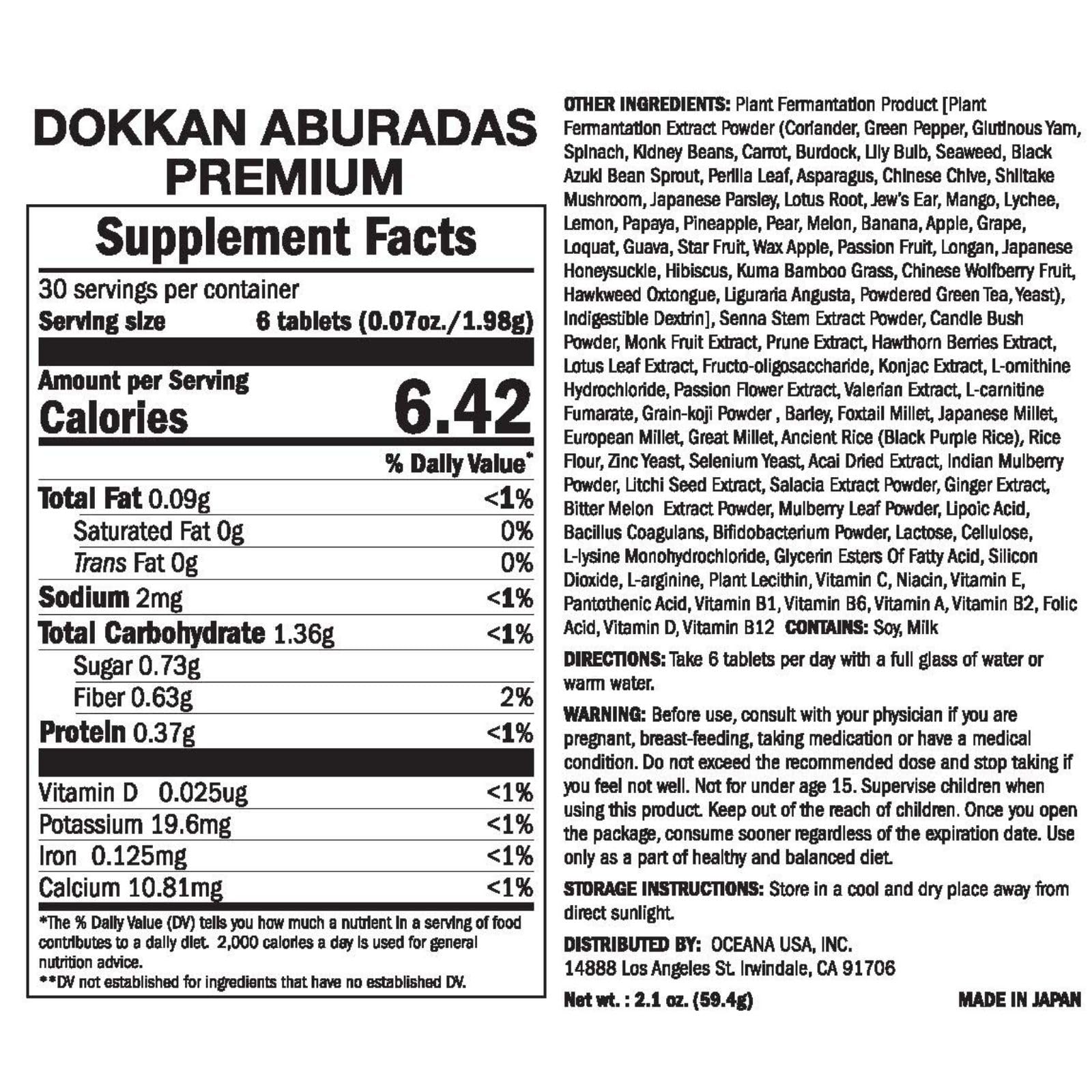DOKKANABURADAS Natural Digestive Enzymes & Superfoods Multi-Herb Supplement – 46 Vegetables & 17 Herbal Fibers for Metabolism & Gut Health, Made in Japan, 180 Tablets, Premium