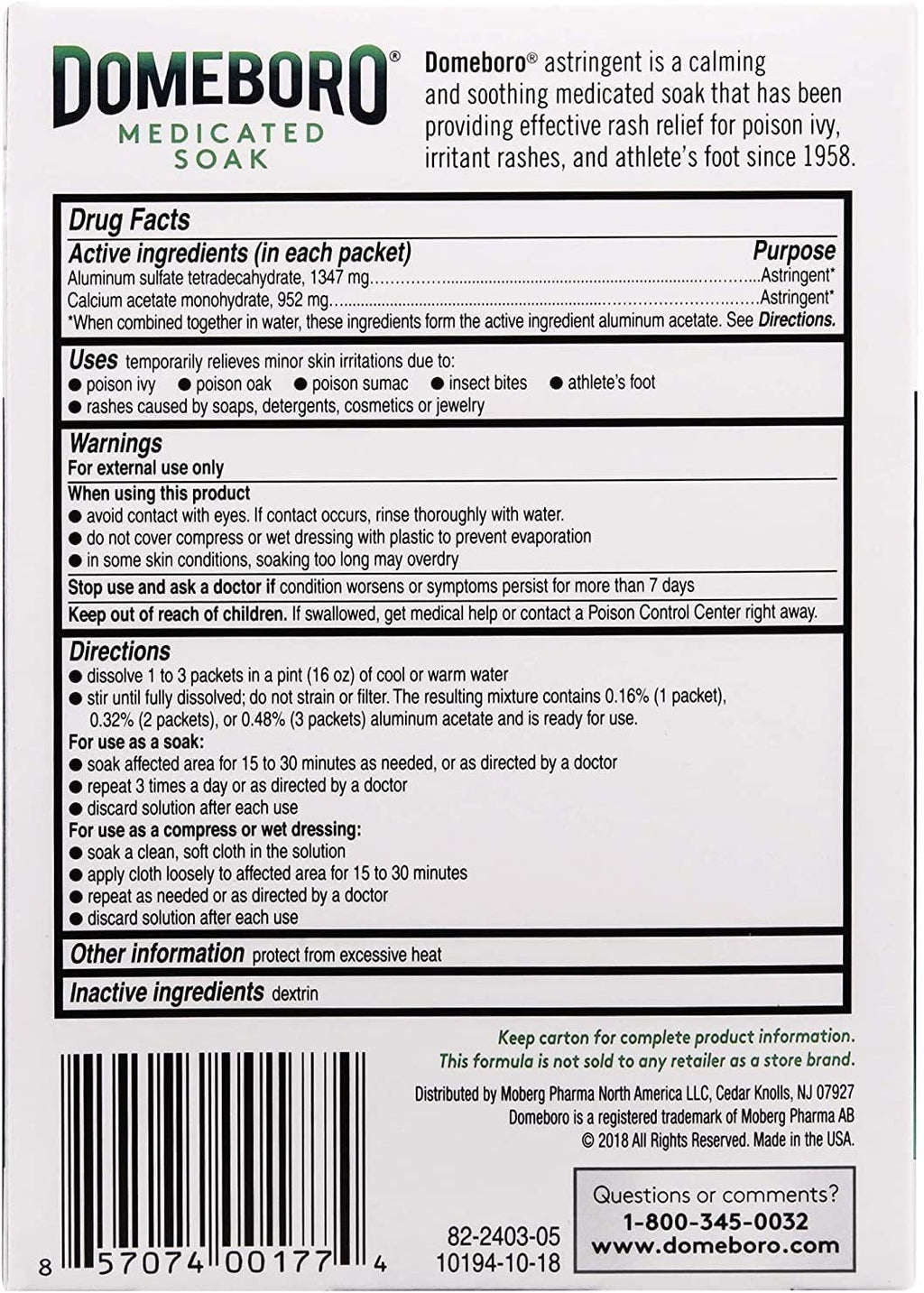 Domeboro Powder Packette 12EA Bayer Corporation - Medicated Skin Relief