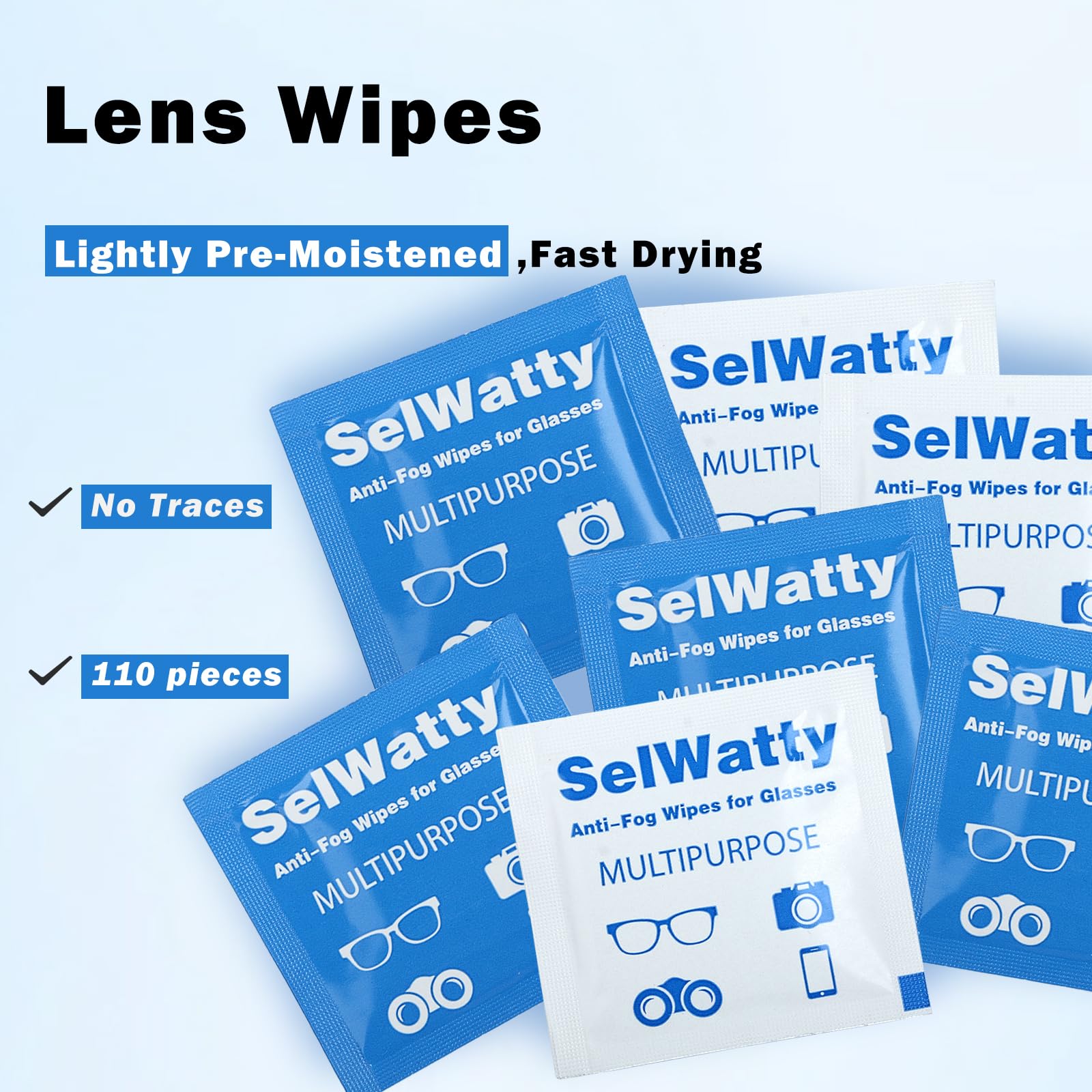 Domigard Lens Wipes for Eyeglasses – 110 Pack, Anti-Fog & Streak-Free