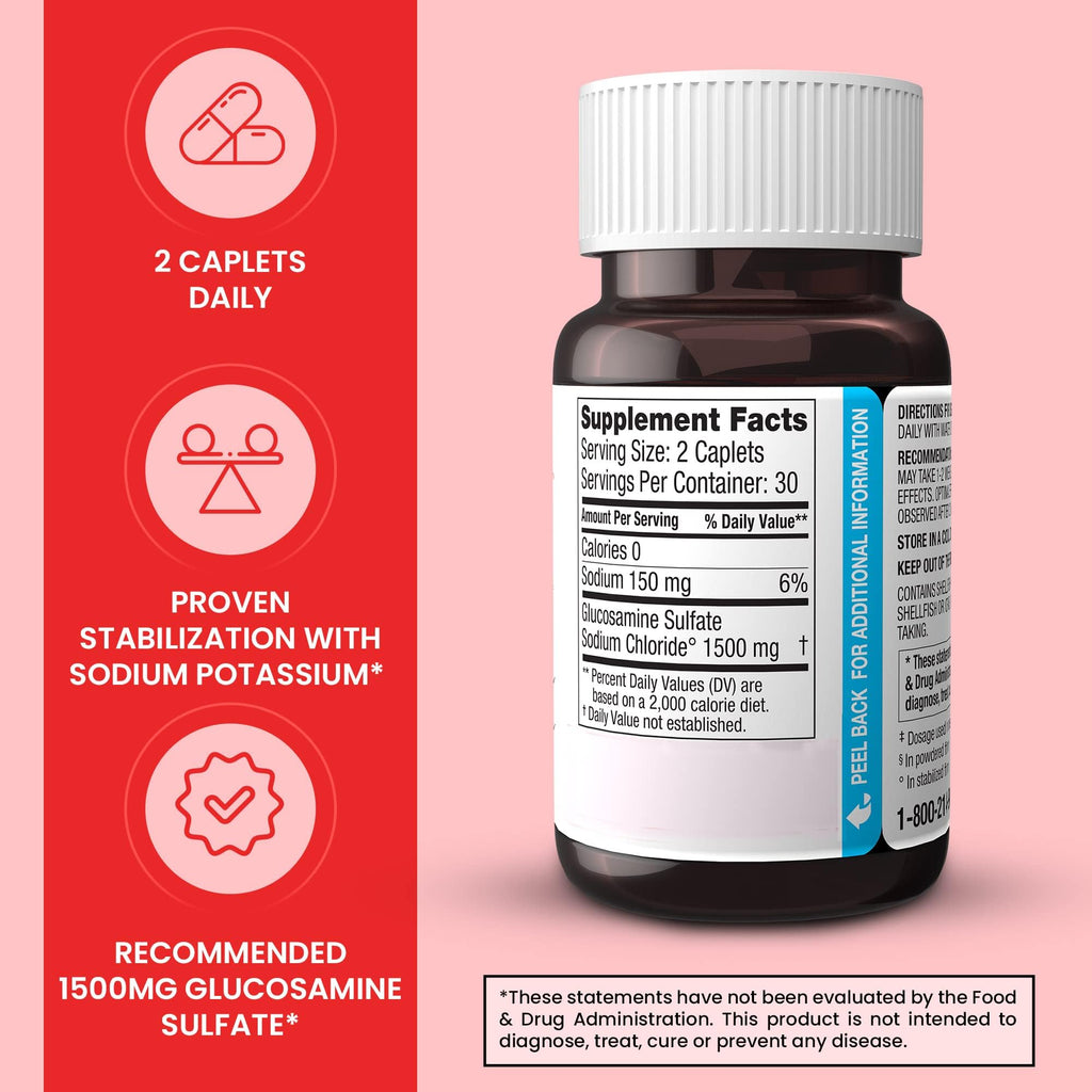DONA Crystalline Glucosamine Sulfate 750 mg – Joint Health & Knee Comfort, 60 Count