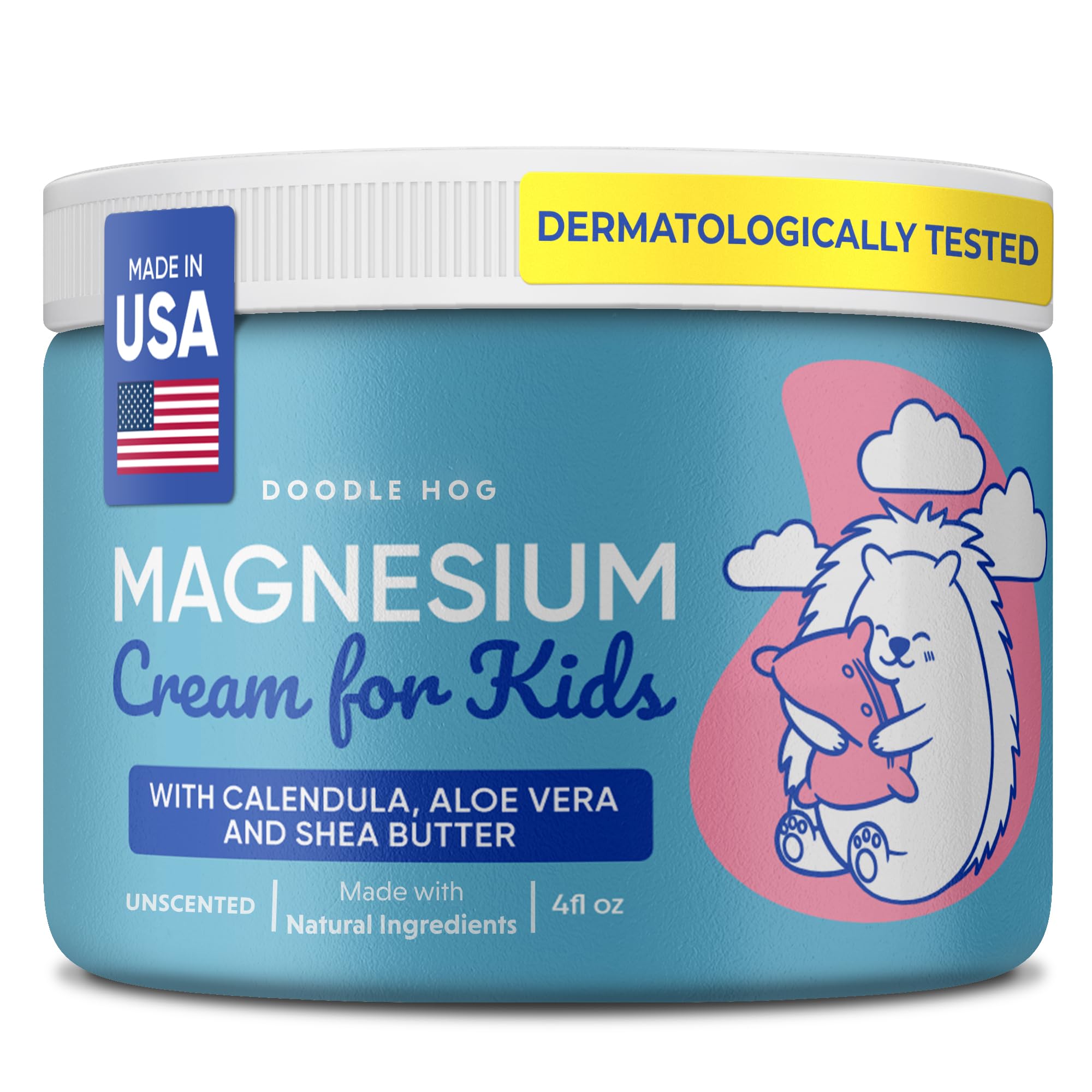 DOODLE HOG Magnesium Cream for Kids – Soothing Sleep Support (USA Made, 4 oz, Unscented)