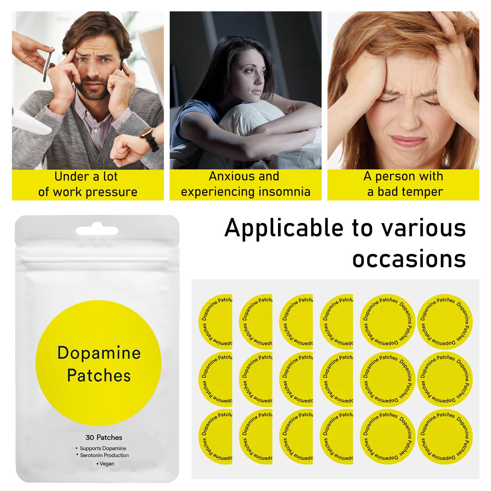 Dopamine Patches – 60 Vegan Plant-Based Patches for Women & Men, Advanced & Convenient