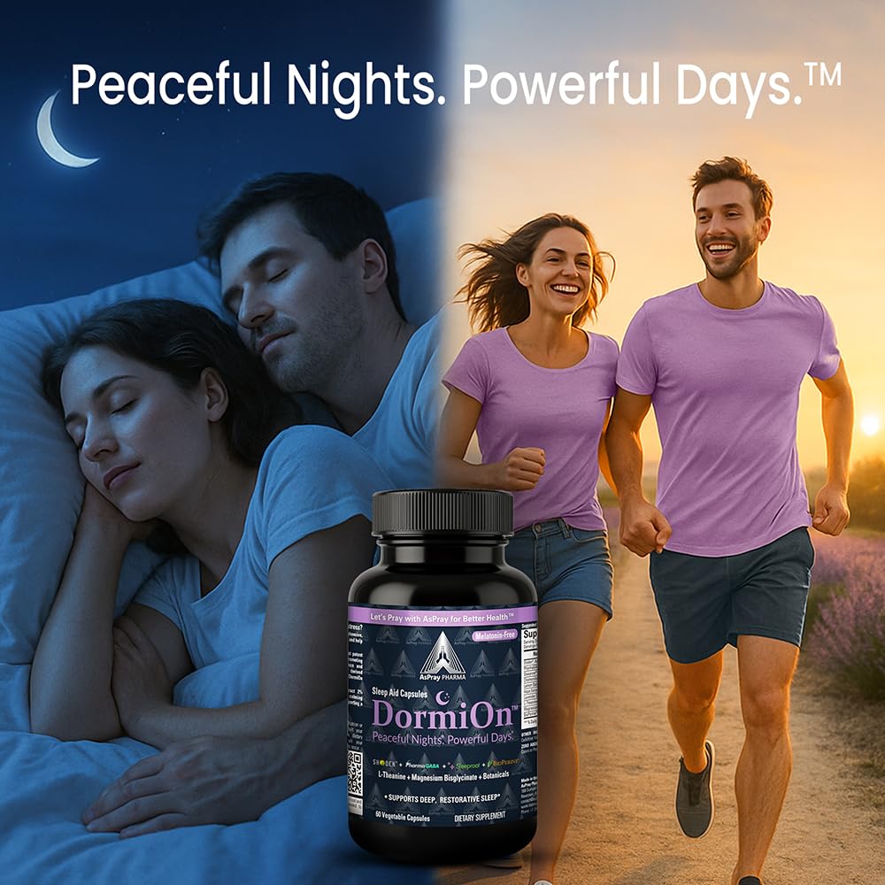 DormiOn Melatonin-Free Sleep Aid for Adults – 10-in-1 Deep Sleep Blend | Sleeproot Valerian, PharmaGABA, Shoden Ashwagandha | 60 Caps