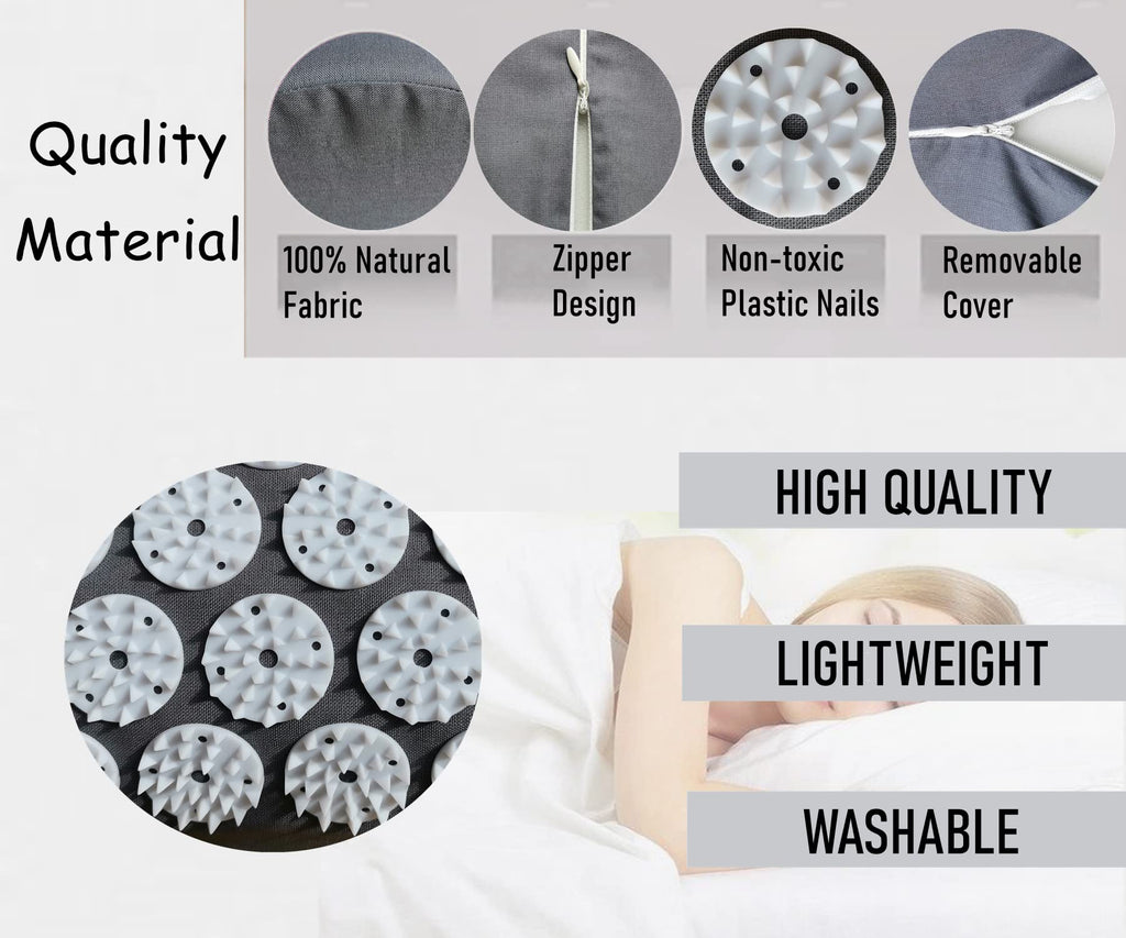 DoroSun Acupressure Massager Pillow – Pain Relief for Neck, Back & Head (Grey)