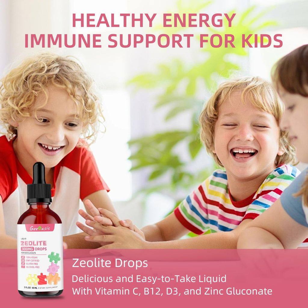 Zeolite Detox Drops for Kids & Adults  300 mg Clinoptilolite, 2 oz