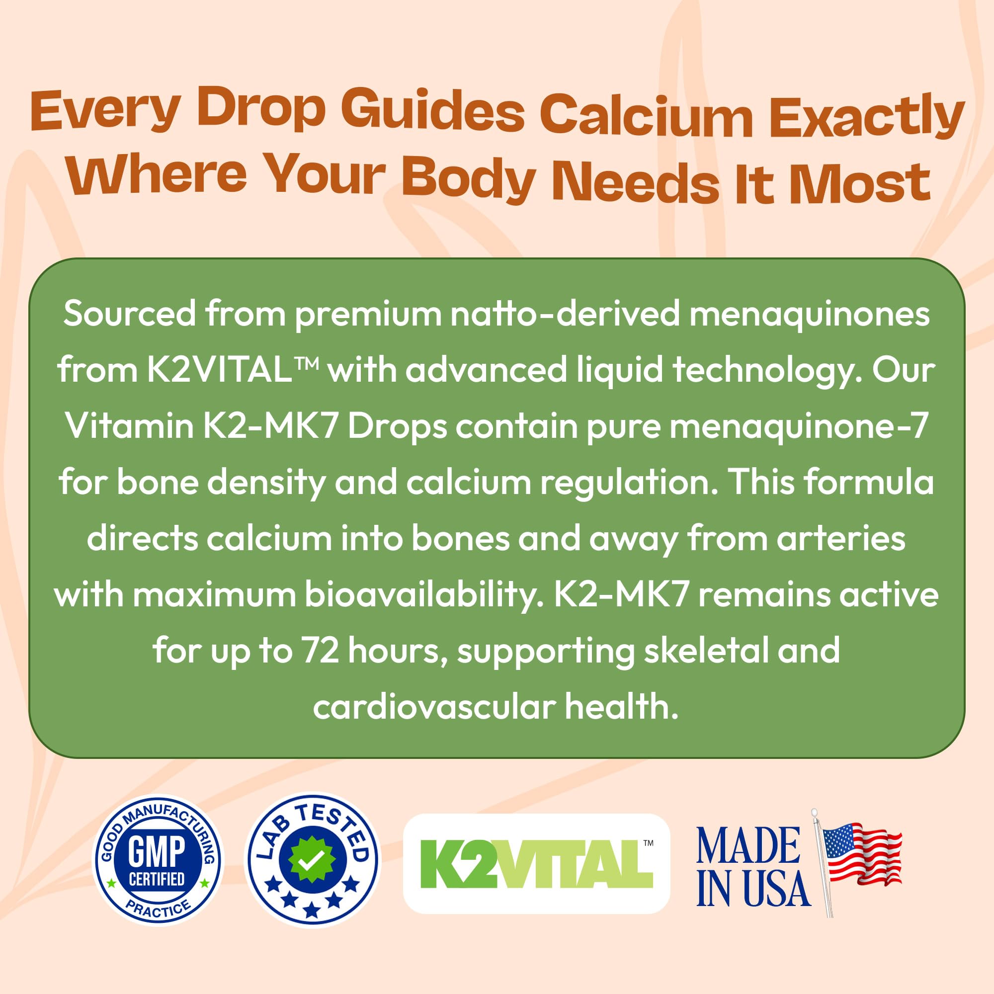 Vitamin K2 MK7 Liquid – 100 mcg, Vegan & Non-GMO, 60ml Berry Flavor | Bone & Cardiovascular Support