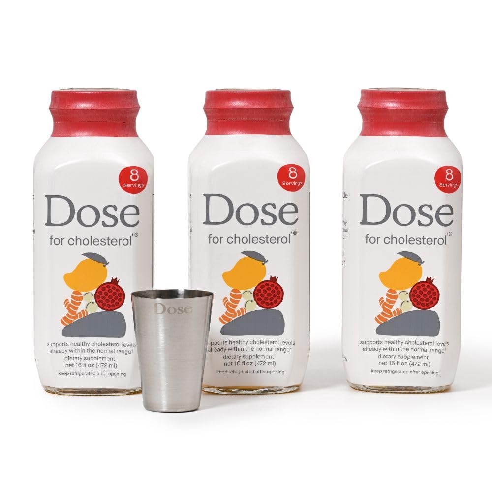 DOSE for Cholesterol – 3-Pack, 16oz Glass Bottles, Sugar-Free, Gluten-Free, Vegan