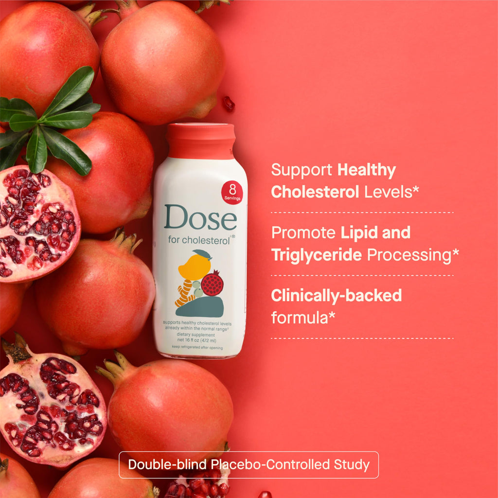DOSE for Cholesterol – Vegan, Gluten-Free Supplement for Healthy Cholesterol & Cardiovascular Support (16oz Bottle, 6 Pack)