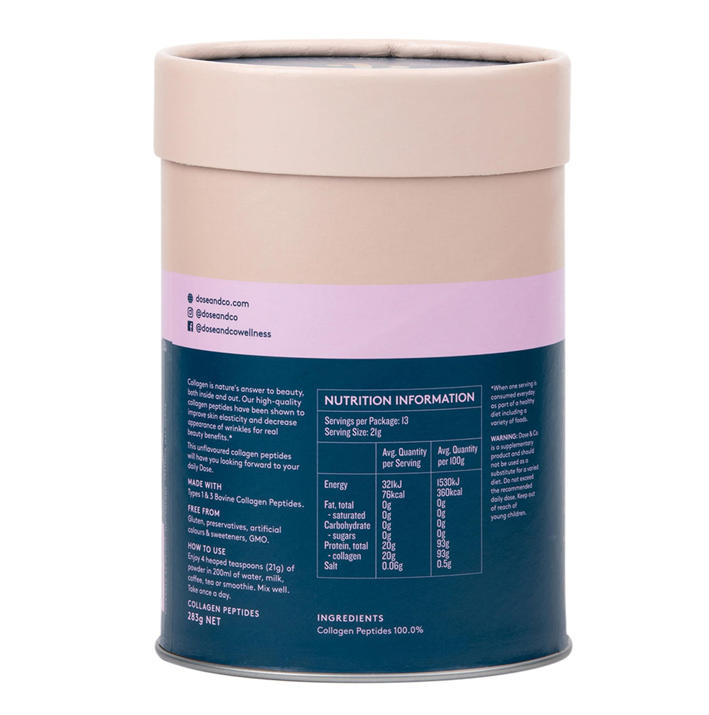 DOSE & CO Pure Collagen Peptides – Unflavored Powder, 10oz | Hair, Skin & Nails