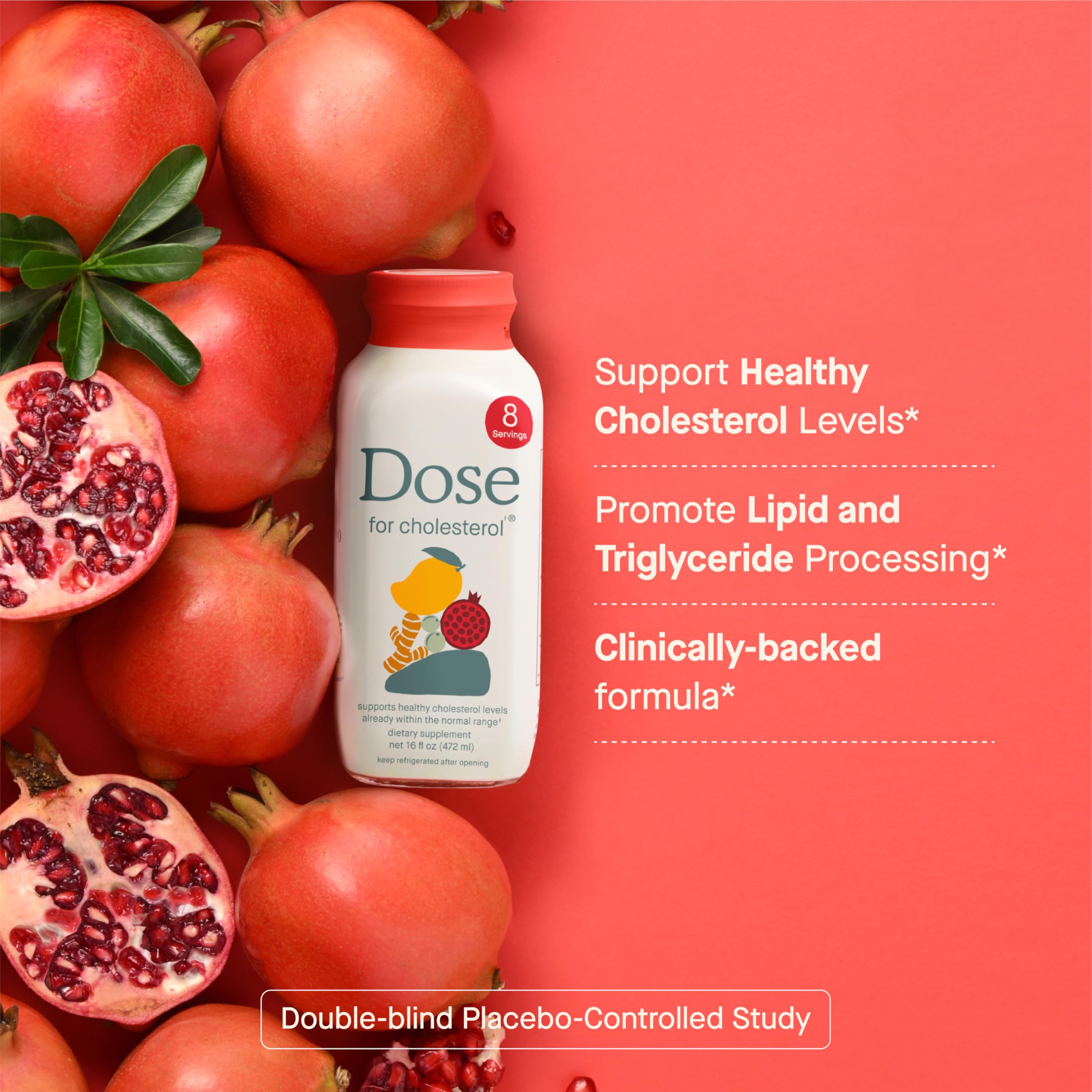 DOSE for Cholesterol Supplements – Gluten-Free Vegan, Zero Sugar, 16oz Bottle, 3-Pack