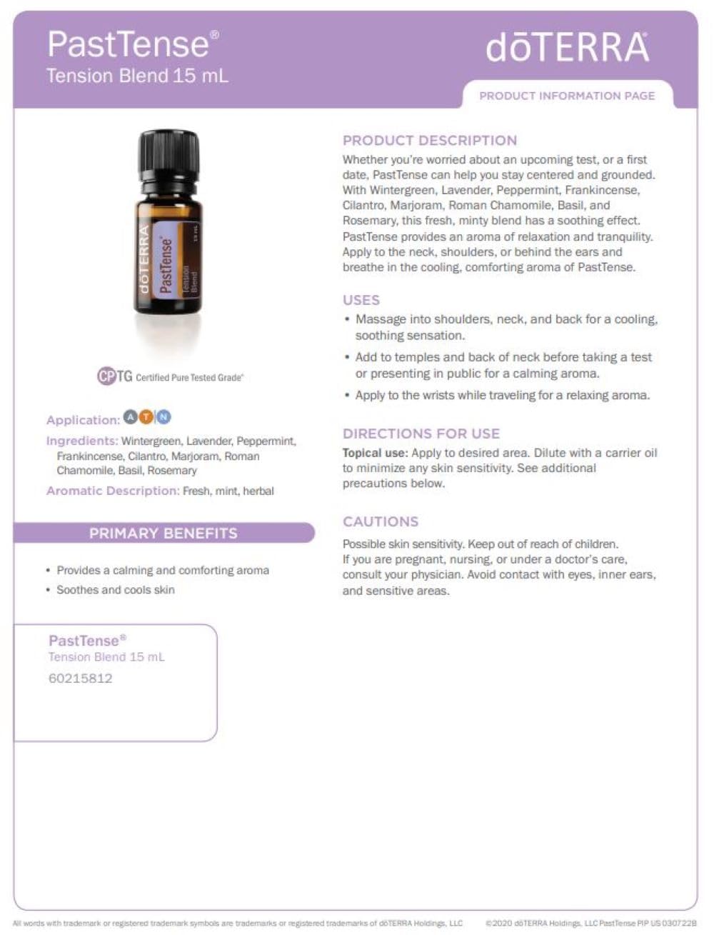 doTERRA PastTense Oil - Tension Blend (15 mL) 2-Pack | Calming Aroma