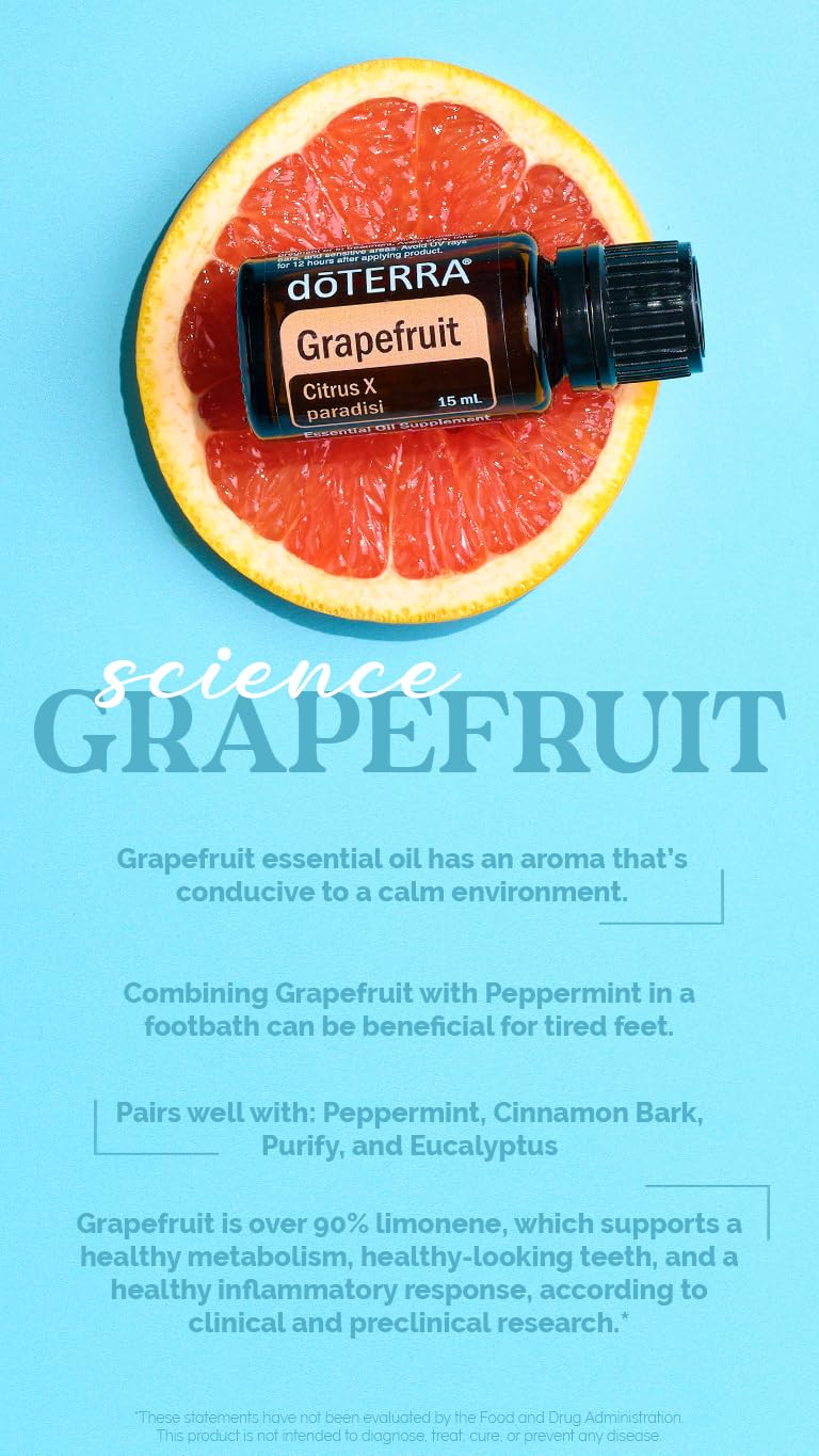 doTERRA Grapefruit Essential Oil 15 ml (2 Pack) - Pure Citrus Aromatherapy