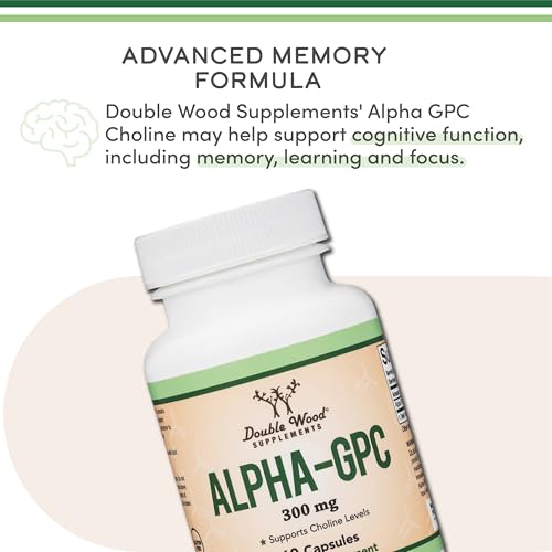 Alpha GPC Choline Brain Supplement - 60 Count, 600mg Servings | Double Wood