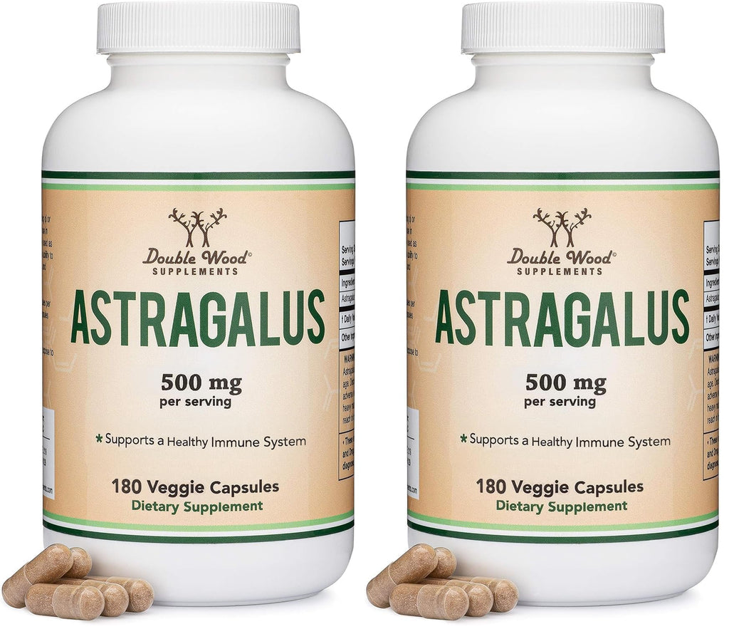 Double Wood Supplements Astragalus Immune Support 500mg – 180 Capsules Pack of 2 | Non-GMO, Gluten Free, Third-Party Tested