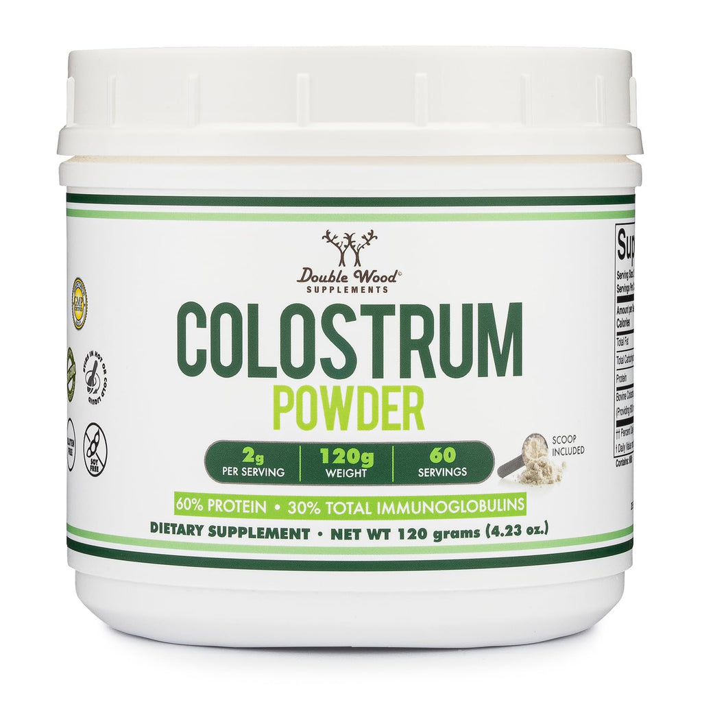 Double Wood Colostrum Powder - Immune & Gut Health Support (120g, 60-Day Supply)