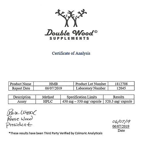 Double Wood HMB Supplement – 120 Capsules, 1000mg per Serving, Third-Party Tested