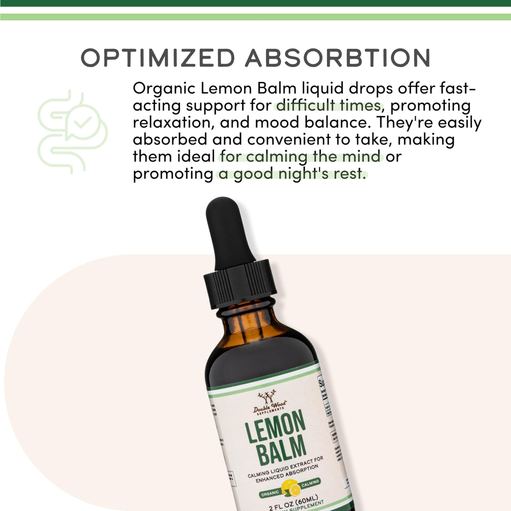 Organic Lemon Balm Tincture 590mg – Digestion & Relaxation, 2 oz | 120 Servings