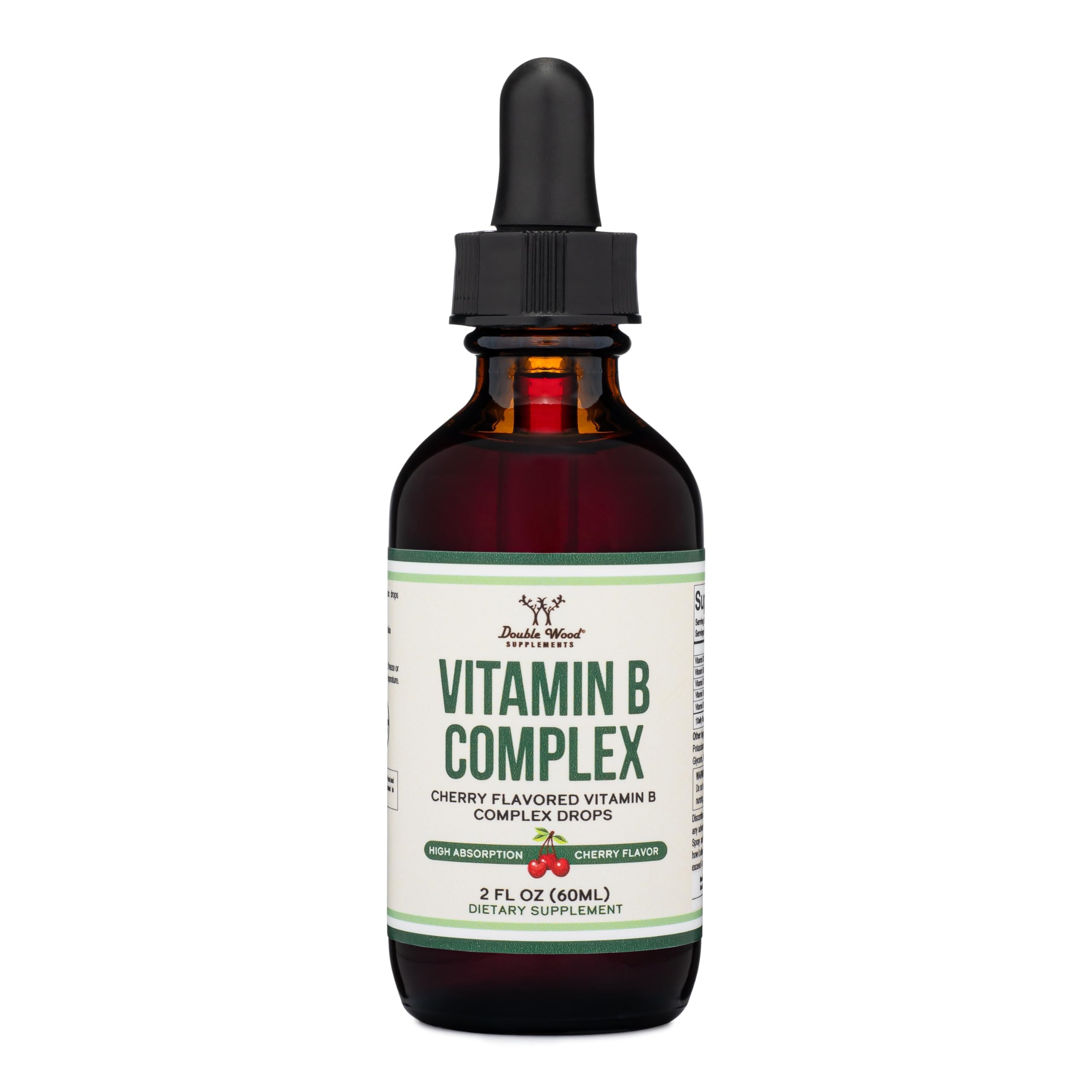 Double Wood Liquid Vitamin B Complex – 2 Month Supply | Max Absorption | Cherry