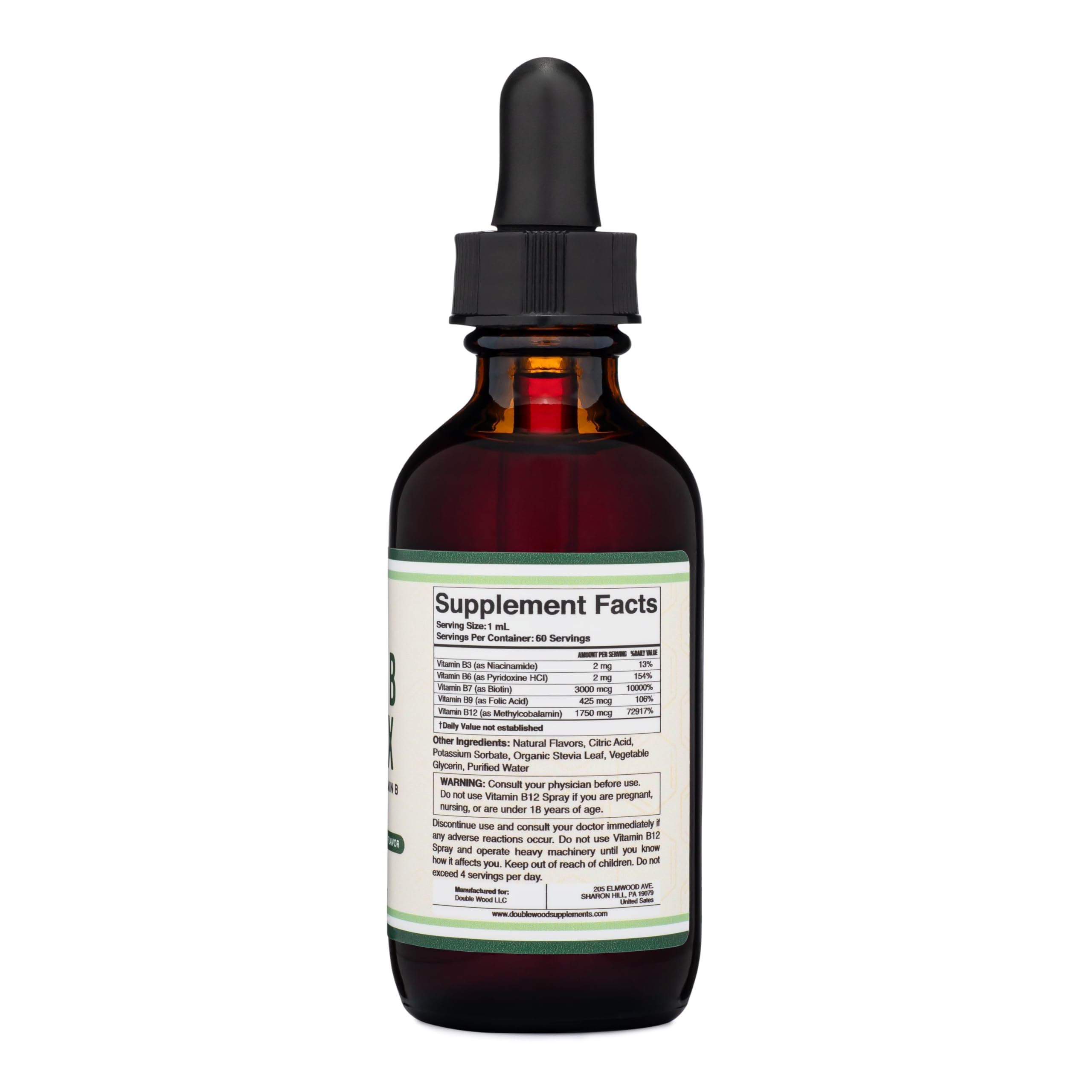 Double Wood Liquid Vitamin B Complex – 2 Month Supply | Max Absorption | Cherry