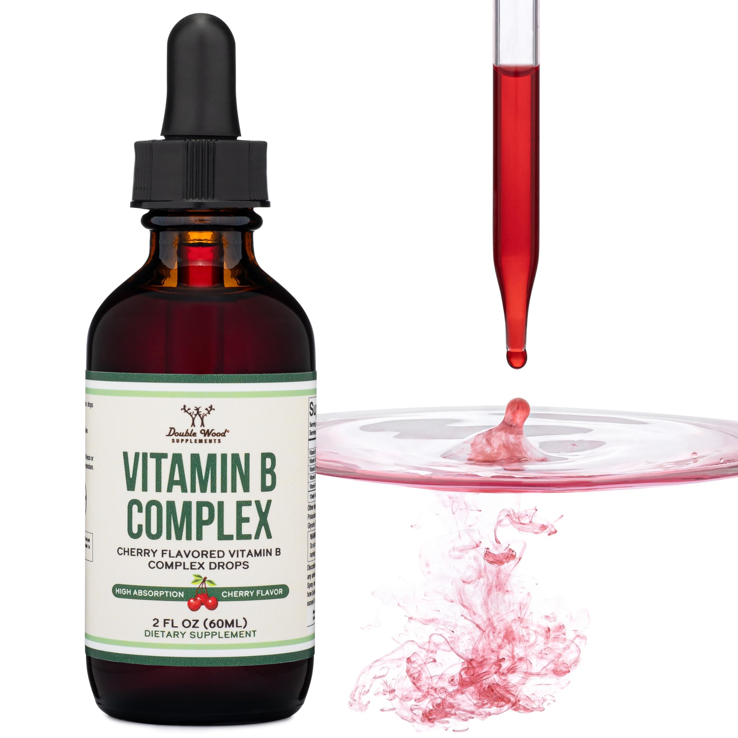 Double Wood Liquid Vitamin B Complex – 2 Month Supply | Max Absorption | Cherry