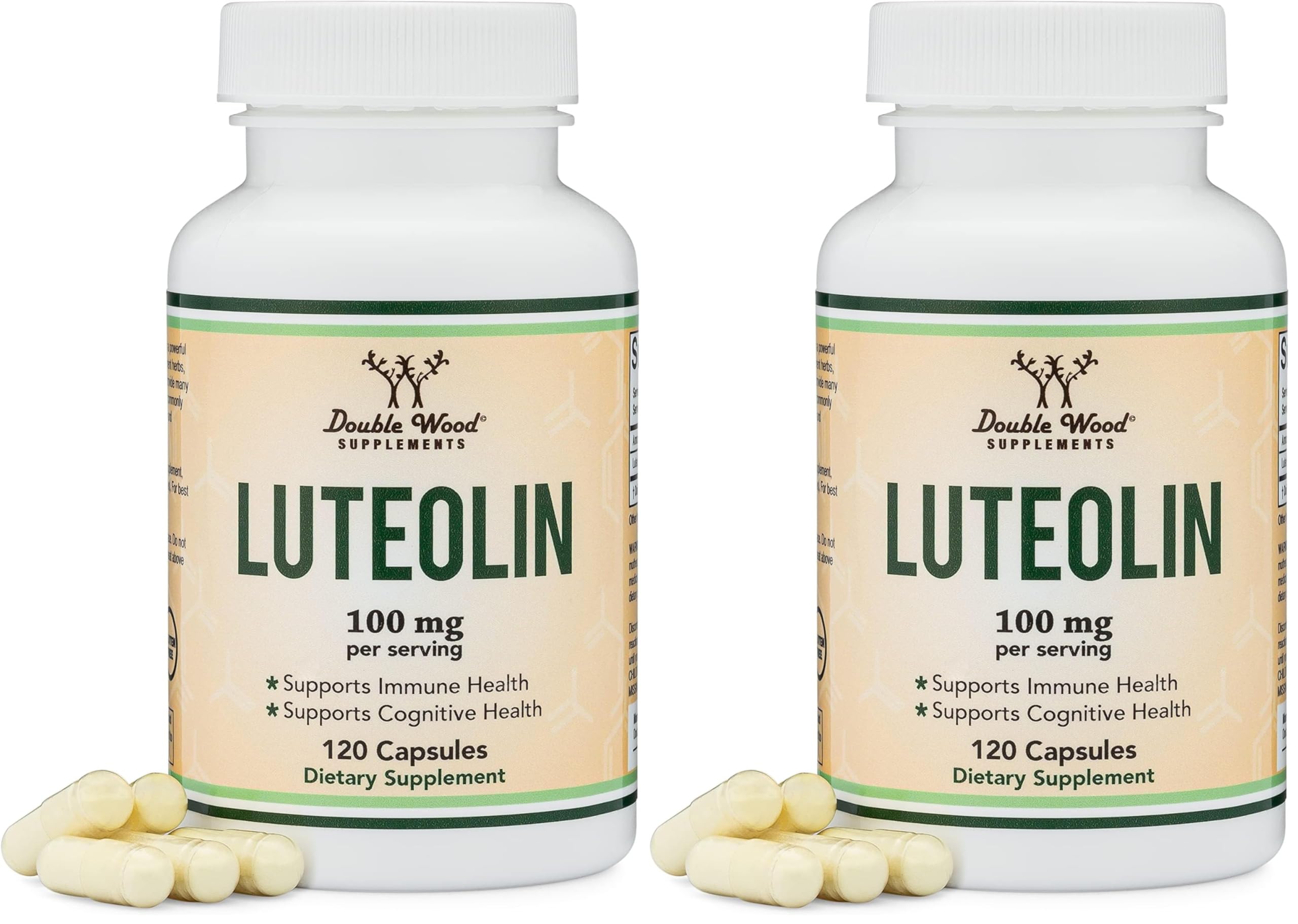 Double Wood Supplements Luteolin 100mg – 120 Capsules Gluten Free (Pack of 2)