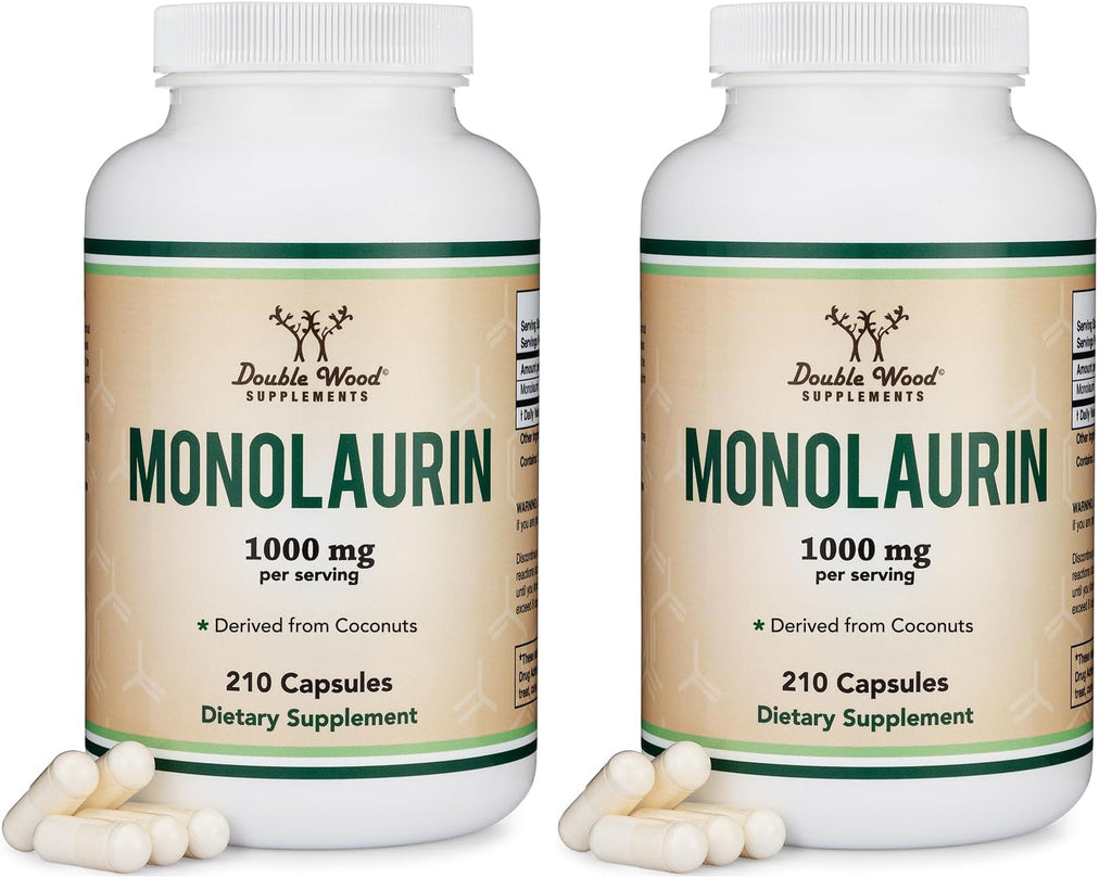 Double Wood Monolaurin Immune Support – 1,000mg per Serving, 210 Capsules (Vegan, Non-GMO, Gluten Free) – Pack of 2