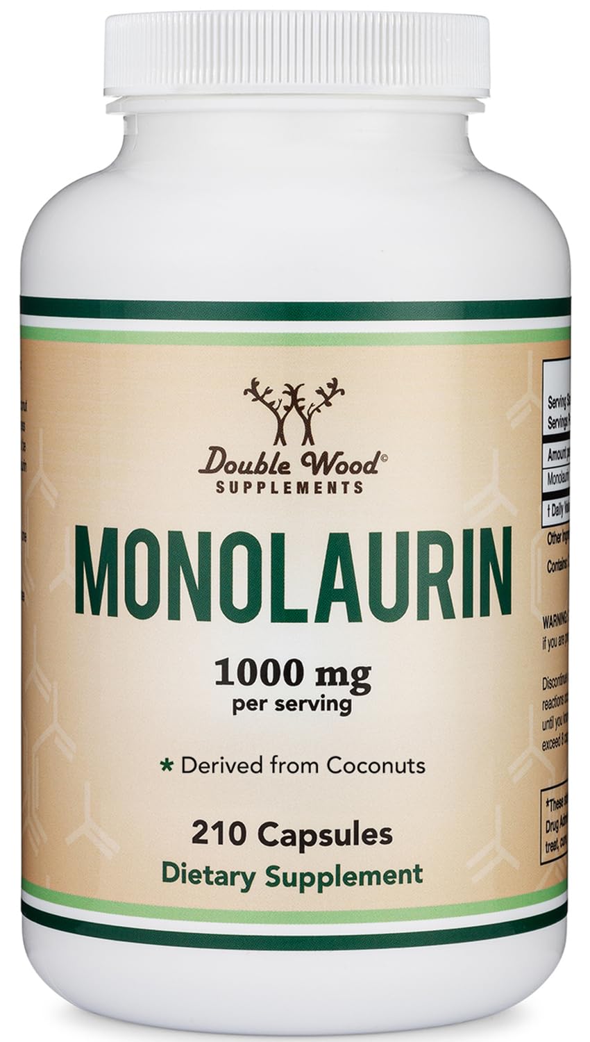 Double Wood Monolaurin Immune Support – 1,000mg per Serving, 210 Capsules (Vegan, Non-GMO, Gluten Free) – Pack of 2