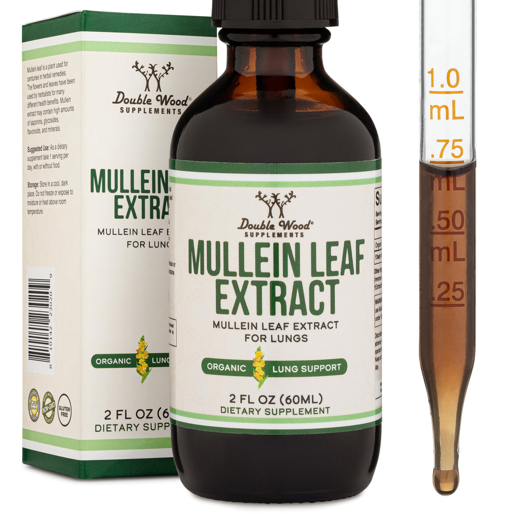 Double Wood Mullein Leaf Drops for Lungs – 2 oz, 60 Servings, Supports Respiratory Health