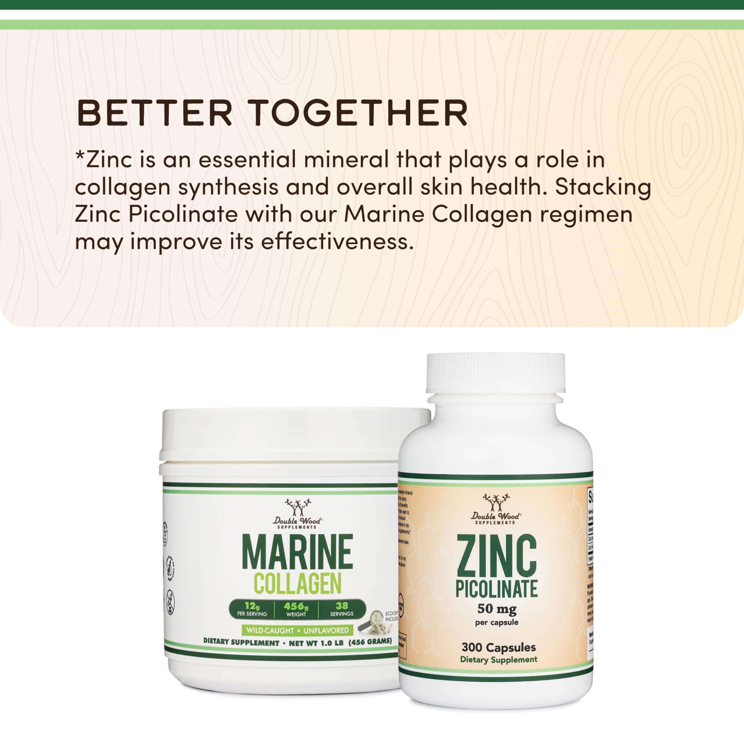 Marine Collagen Powder – Wild-Caught, Unflavored, Micronized (1 lb) | Double Wood