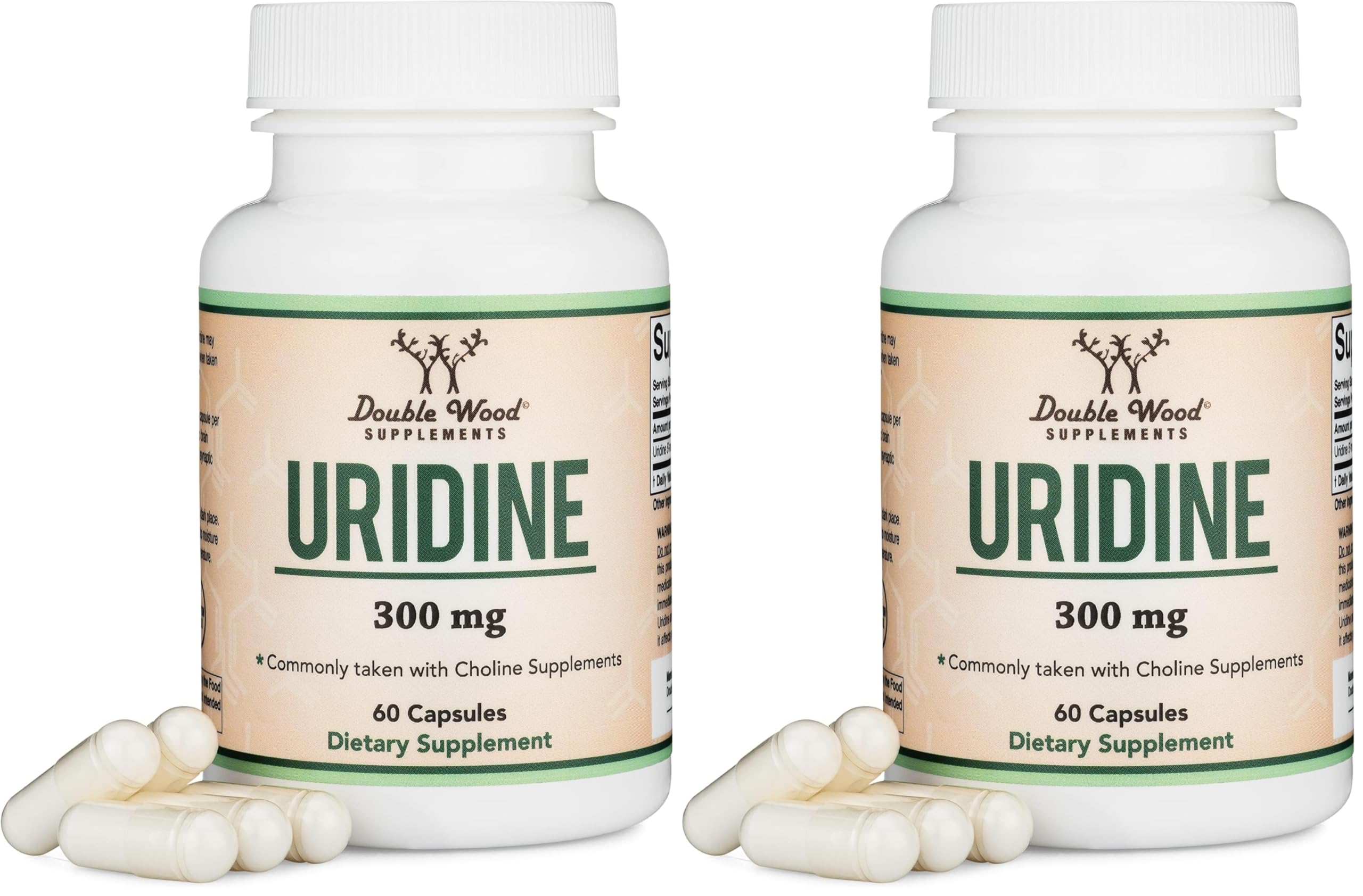Uridine Monophosphate 300mg – Third-Party Tested (Choline Enhancer) | Double Wood (Pack of 2)
