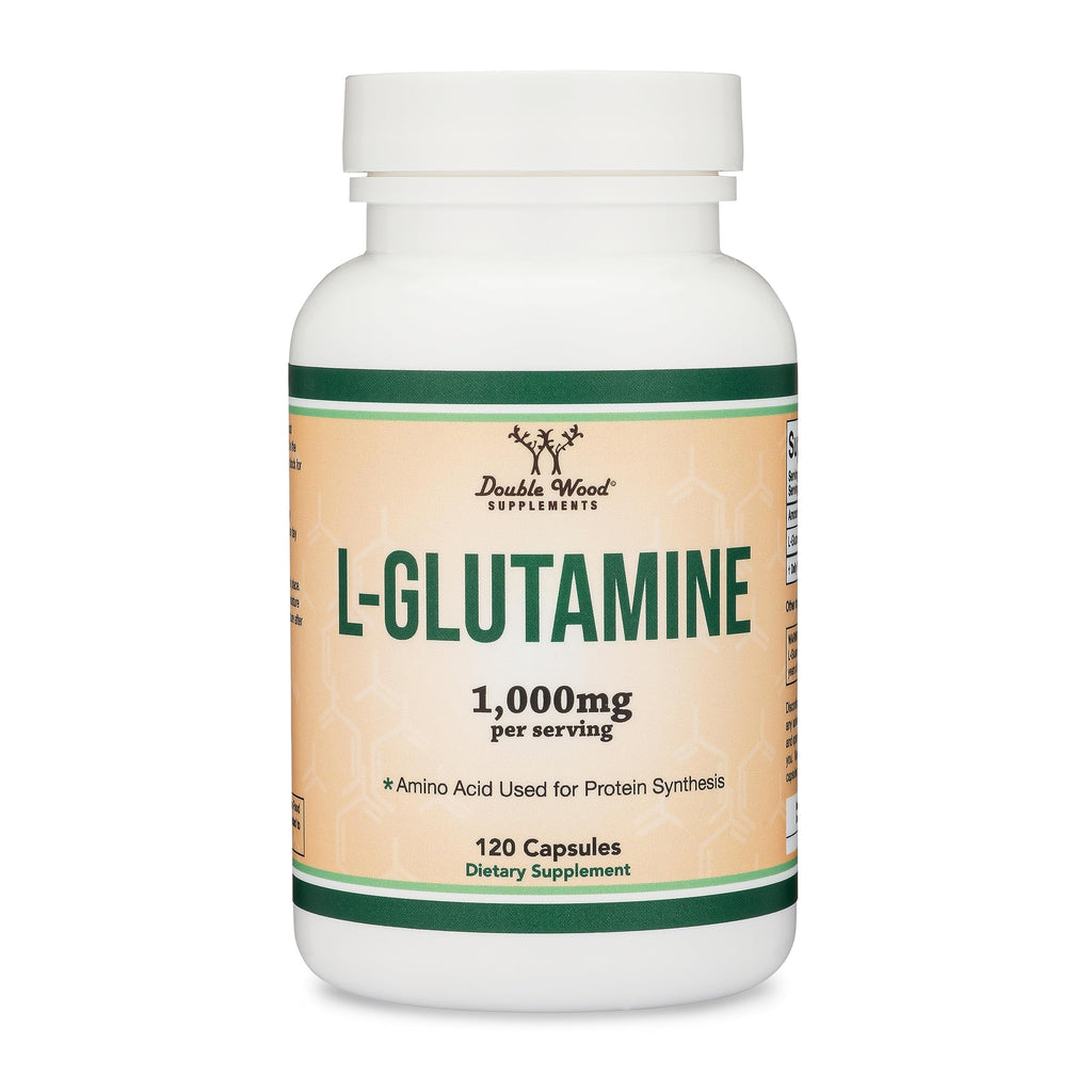 L Glutamine Capsules 1000mg – Pack of 2 (120 Caps) | Non-GMO, Gluten Free, Keto, Vegan | Double Wood