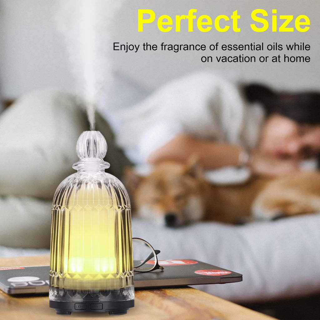 DOUDING Glass Essential Oil Diffuser – 120ml, 7-Color LED, Auto Shut-Off