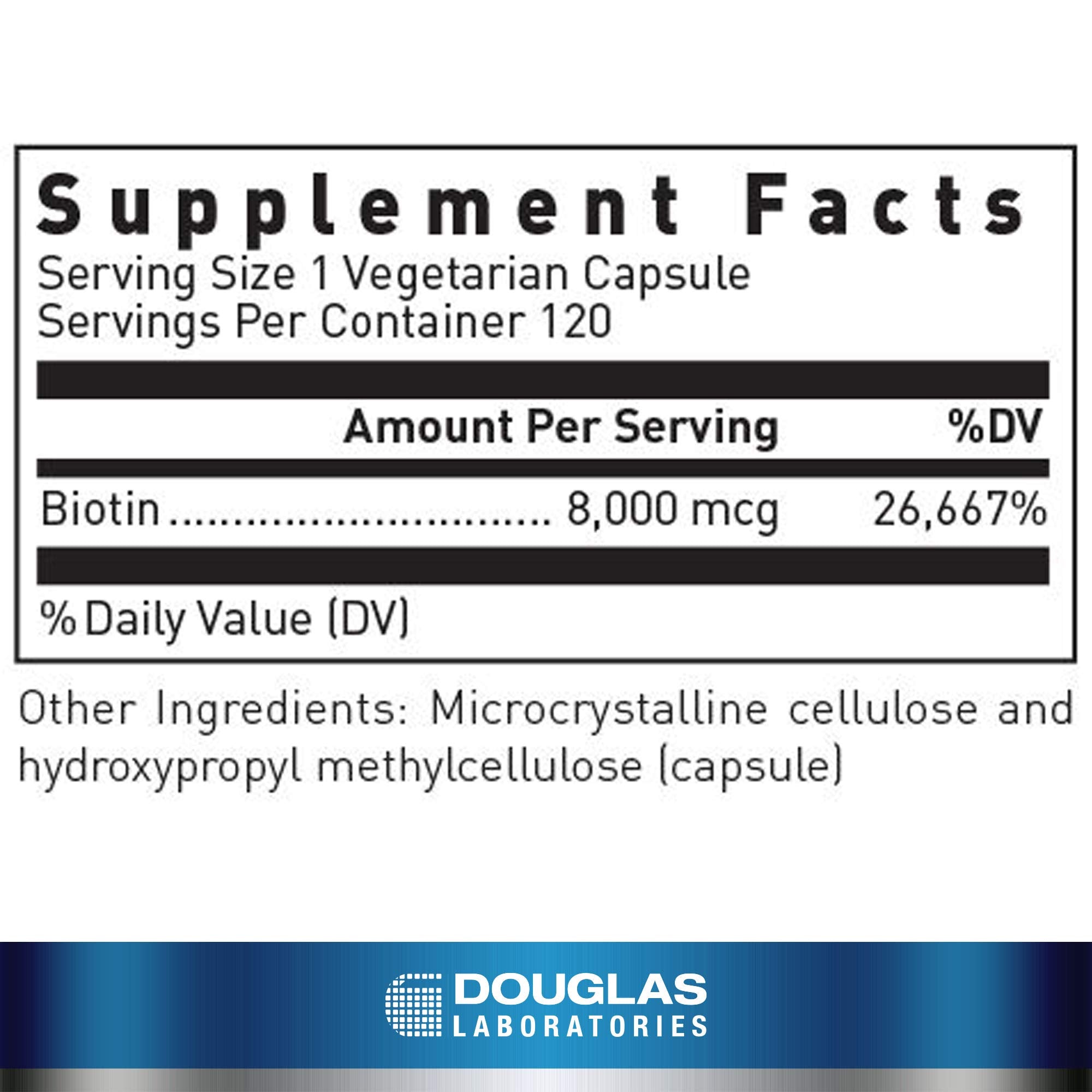 Douglas Laboratories Biotin 8 mg | Vitamin B7 to Support Enzyme Production and Nerve Function | 120 Capsules
