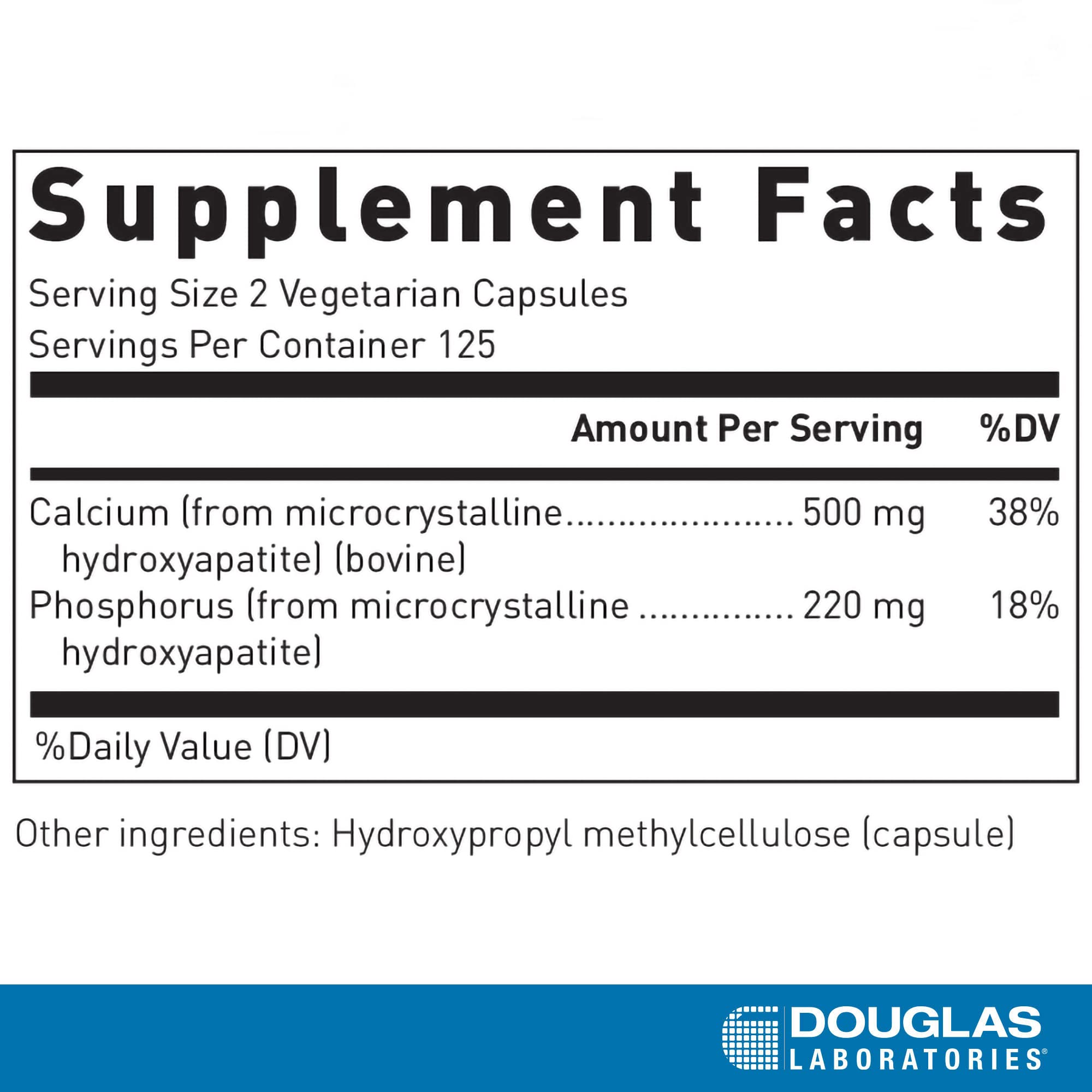 Douglas Laboratories Calcium Microcrystalline Hydroxyapatite - Bone & Teeth Support - 250 Vegetarian Capsules