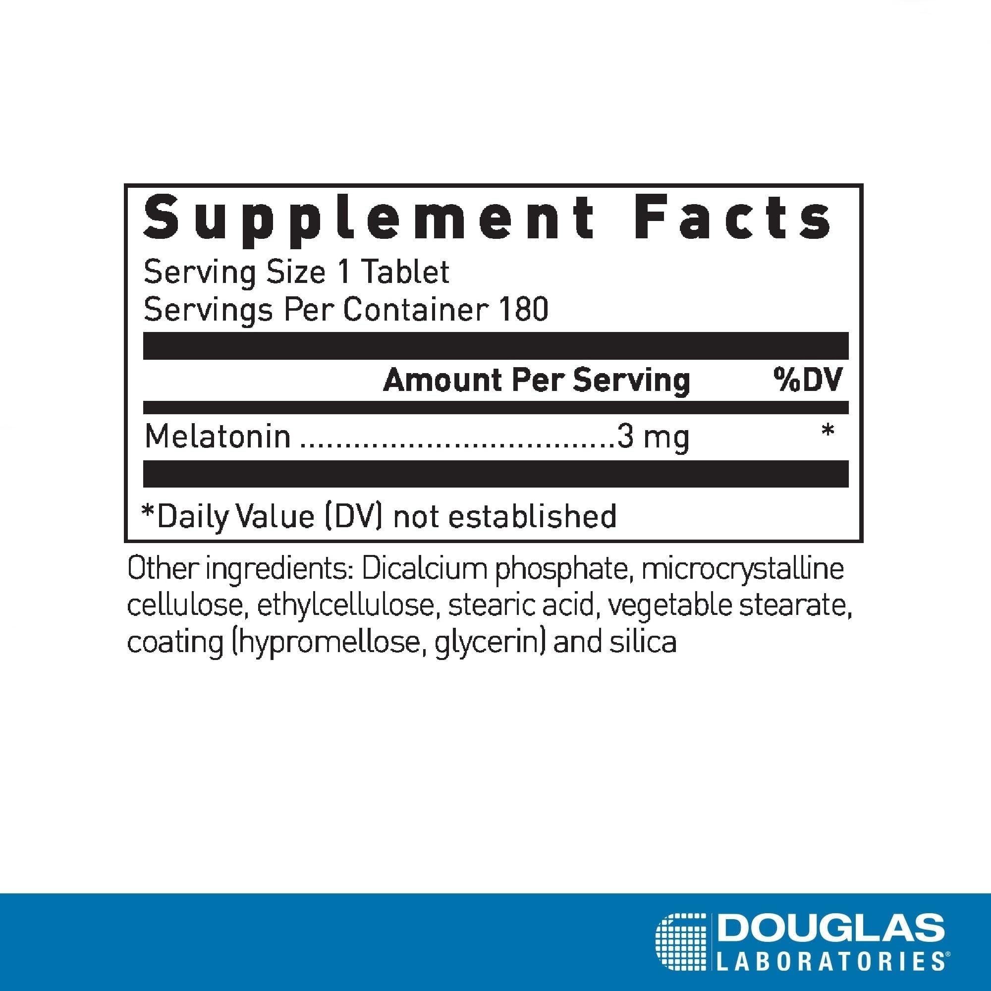 Douglas Laboratories Melatonin Prolonged Release 3 mg | Sleep Support & Immune Health | 180 Tablets